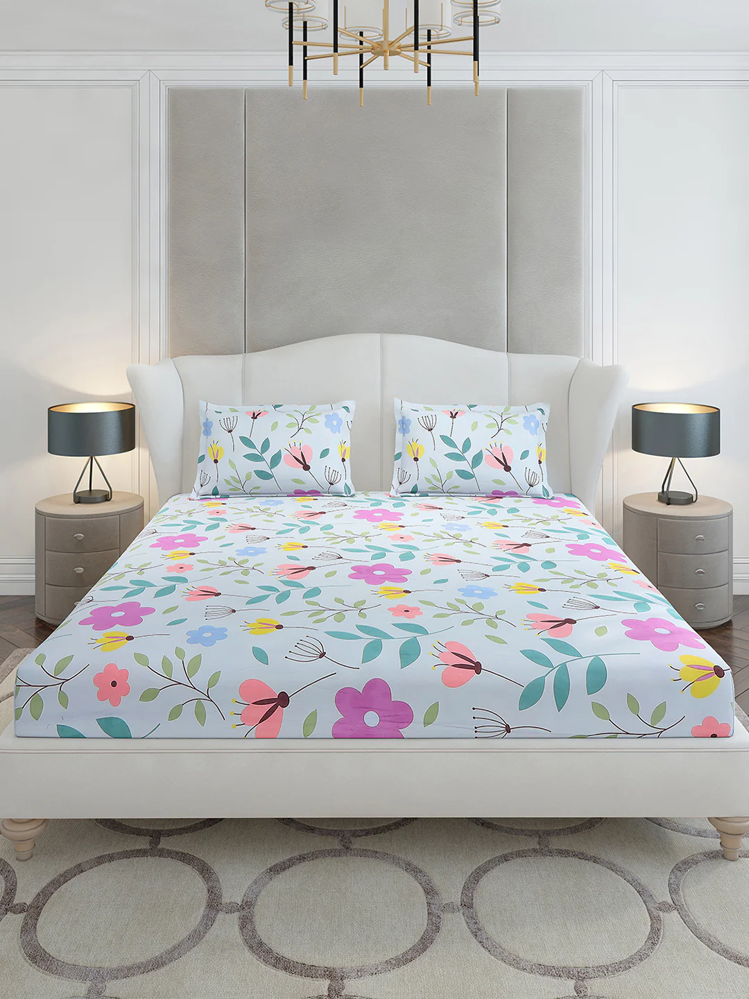 130 GSM Polyester King Size 1 Bedsheet with 2 Pillow Covers (Stanley Gold) - Image 3