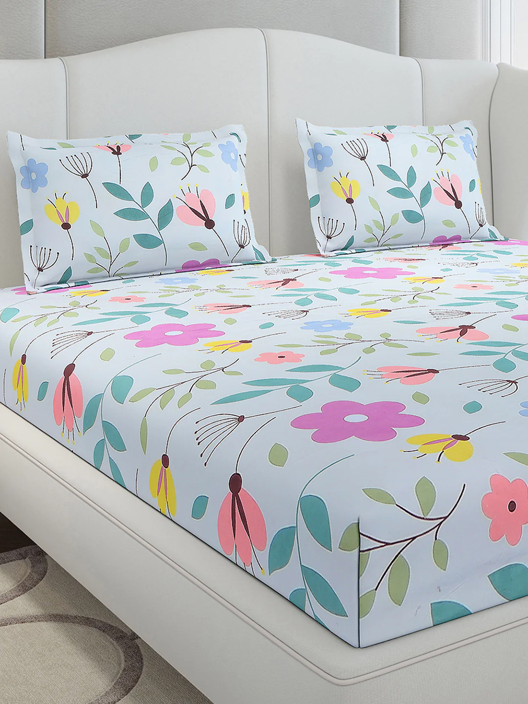 130 GSM Polyester King Size 1 Bedsheet with 2 Pillow Covers (Stanley Gold) - Image 4