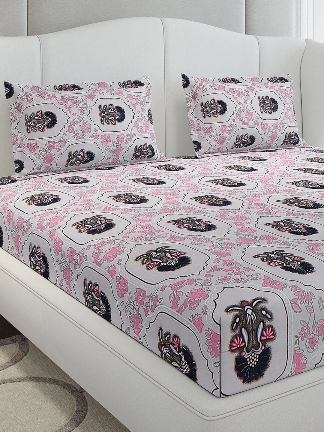 130 GSM Polyester King Size 1 Bedsheet with 2 Pillow Covers (Stanley Gold) - Image 4