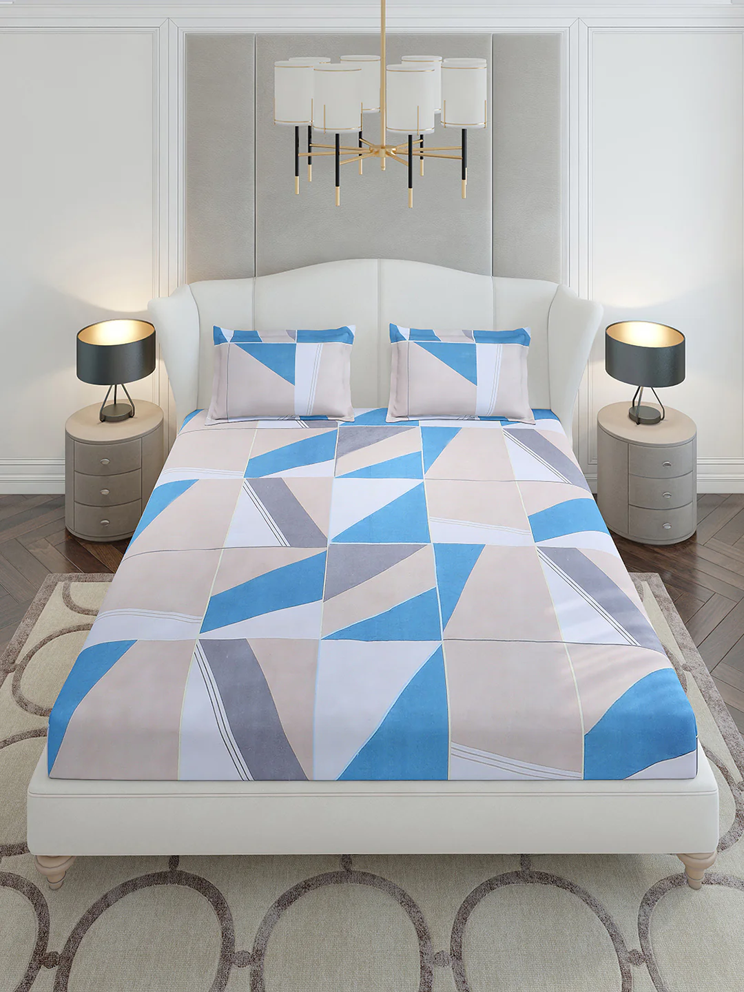 130 GSM Polyester King Size 1 Bedsheet with 2 Pillow Covers (Stanley Gold) - Image 2