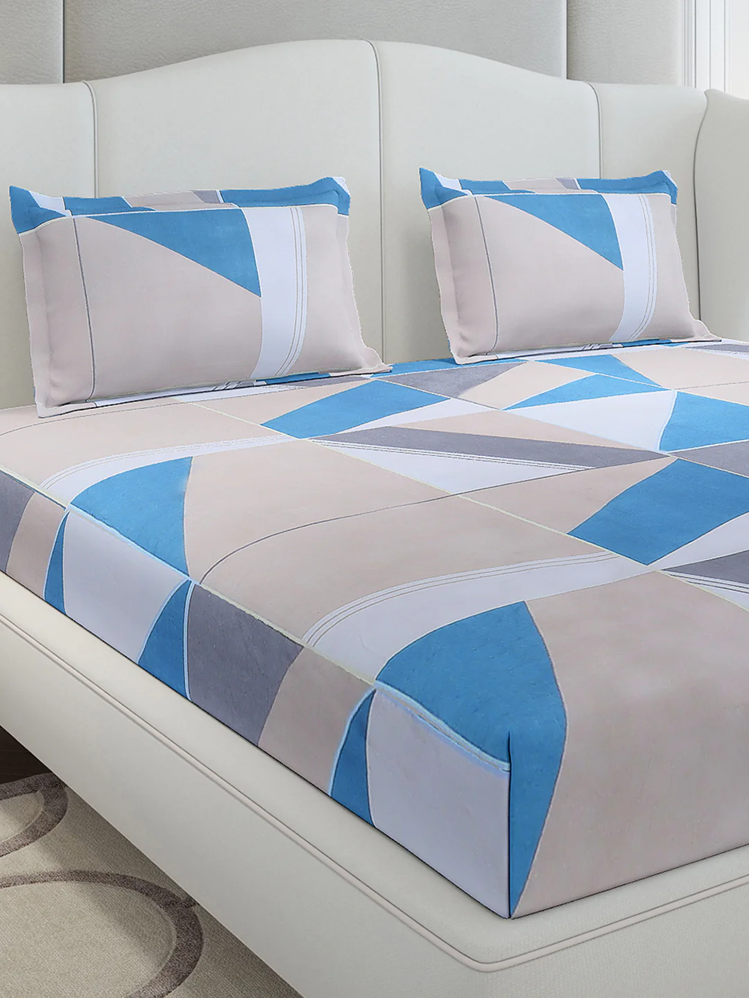 130 GSM Polyester King Size 1 Bedsheet with 2 Pillow Covers (Stanley Gold) - Image 4