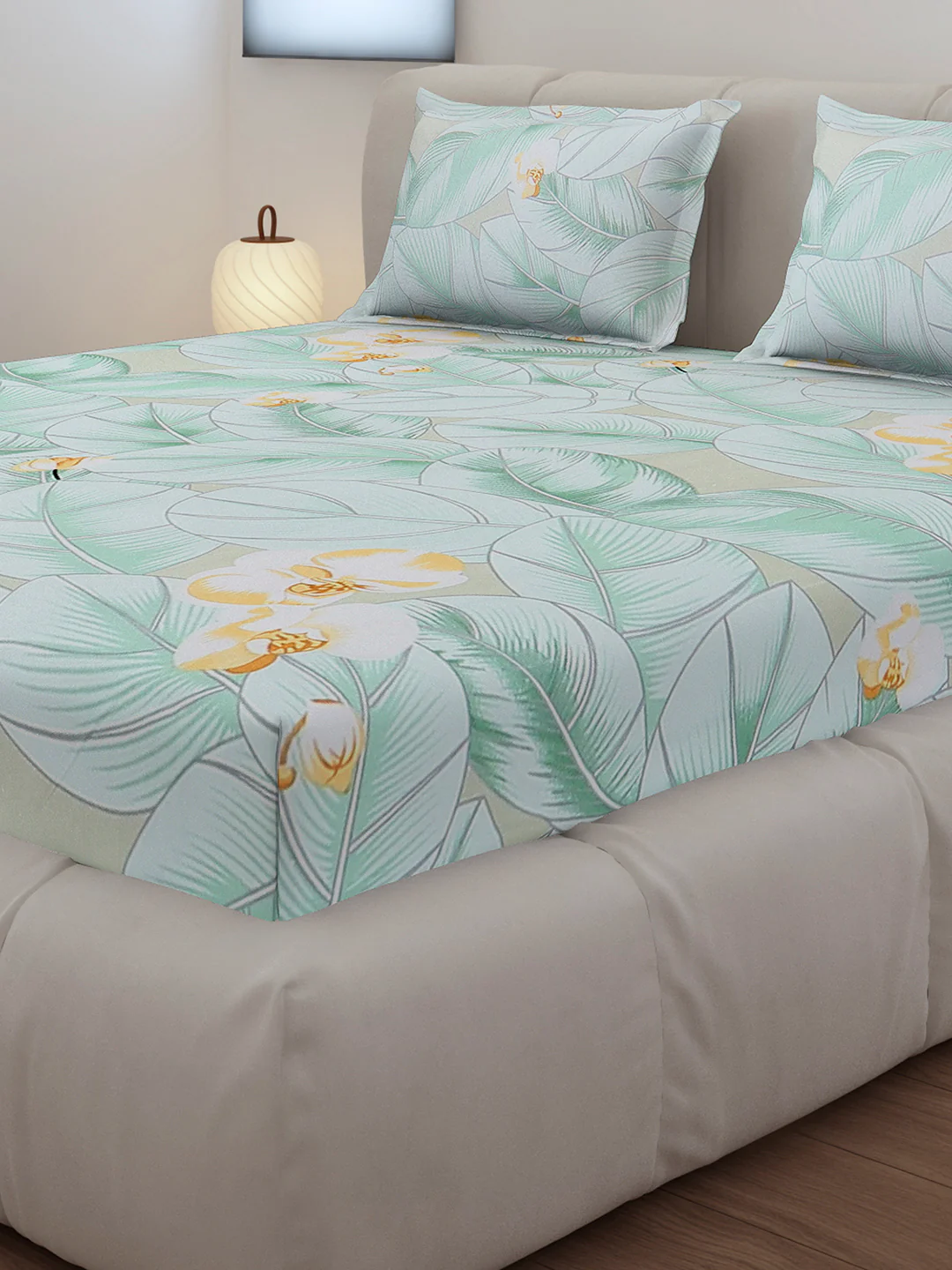 130 GSM Polyester Queen Size 1 Bedsheet with 2 Pillow Covers (Sanskriti) - Image 4