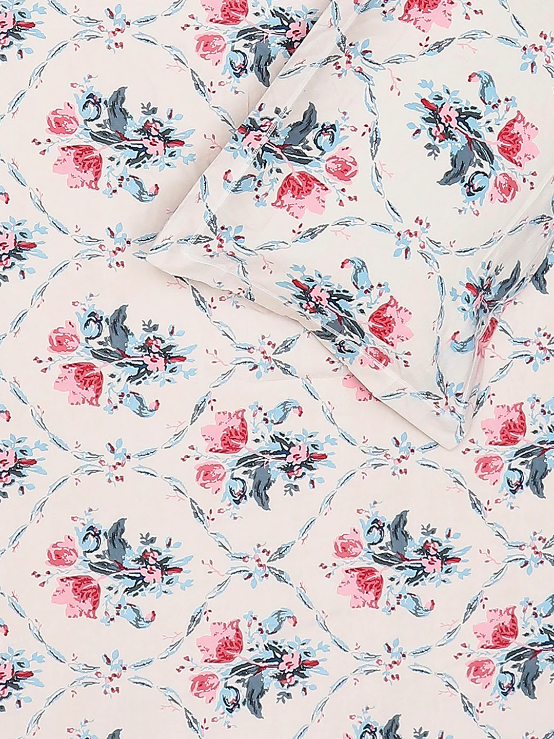 130 GSM Polyester Queen Size 1 Bedsheet with 2 Pillow Covers (Sanskriti) - Image 5