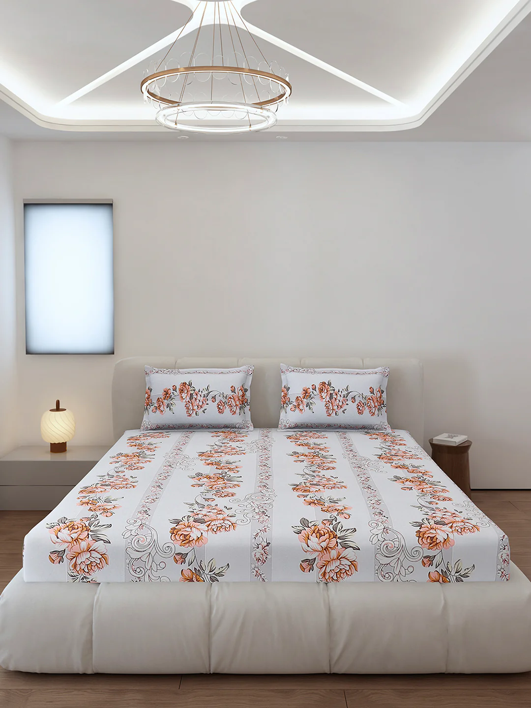 130 GSM Polyester Queen Size 1 Bedsheet with 2 Pillow Covers (Sanskriti) - Image 3