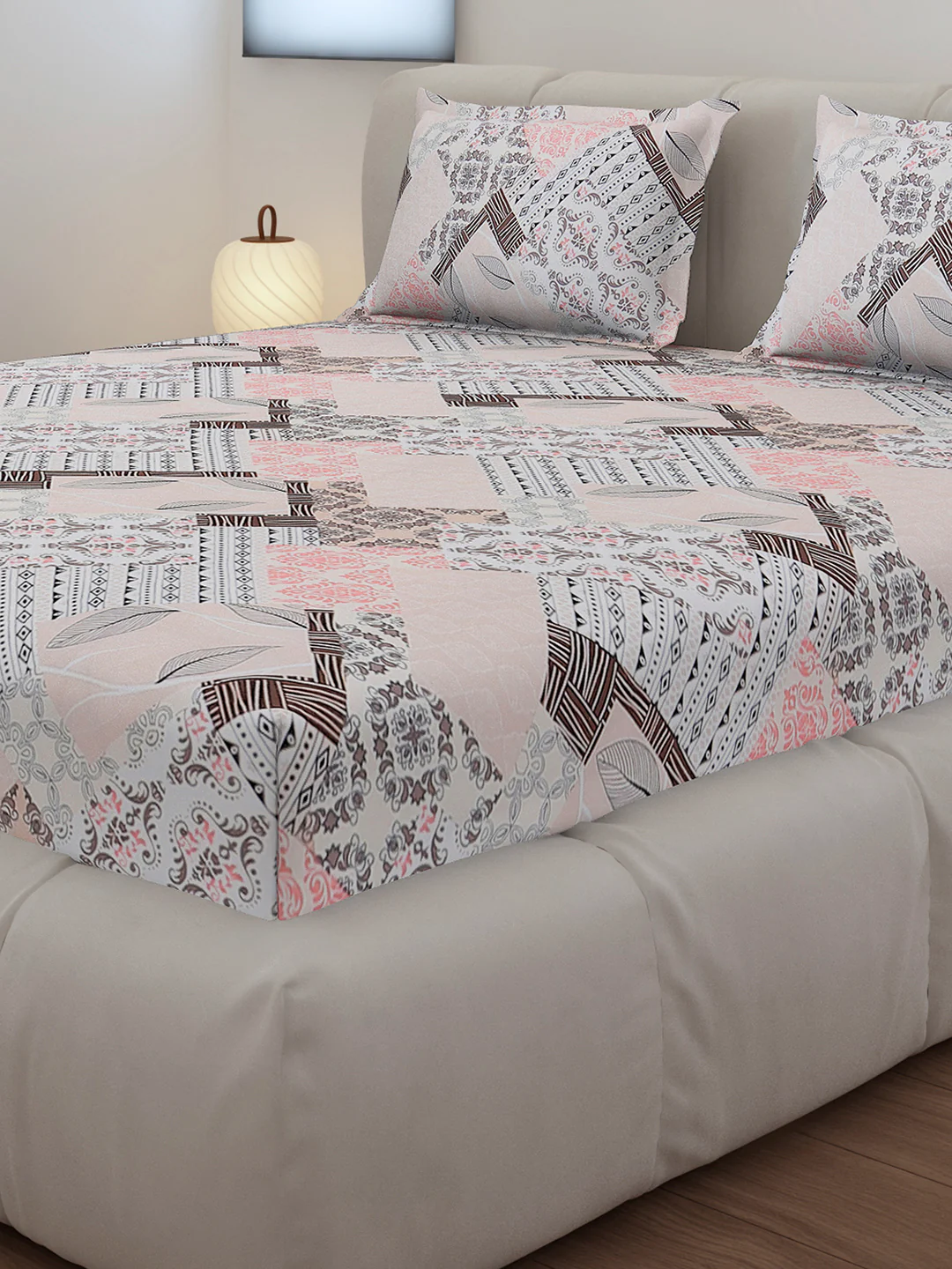 130 GSM Polyester Queen Size 1 Bedsheet with 2 Pillow Covers (Sanskriti) - Image 4