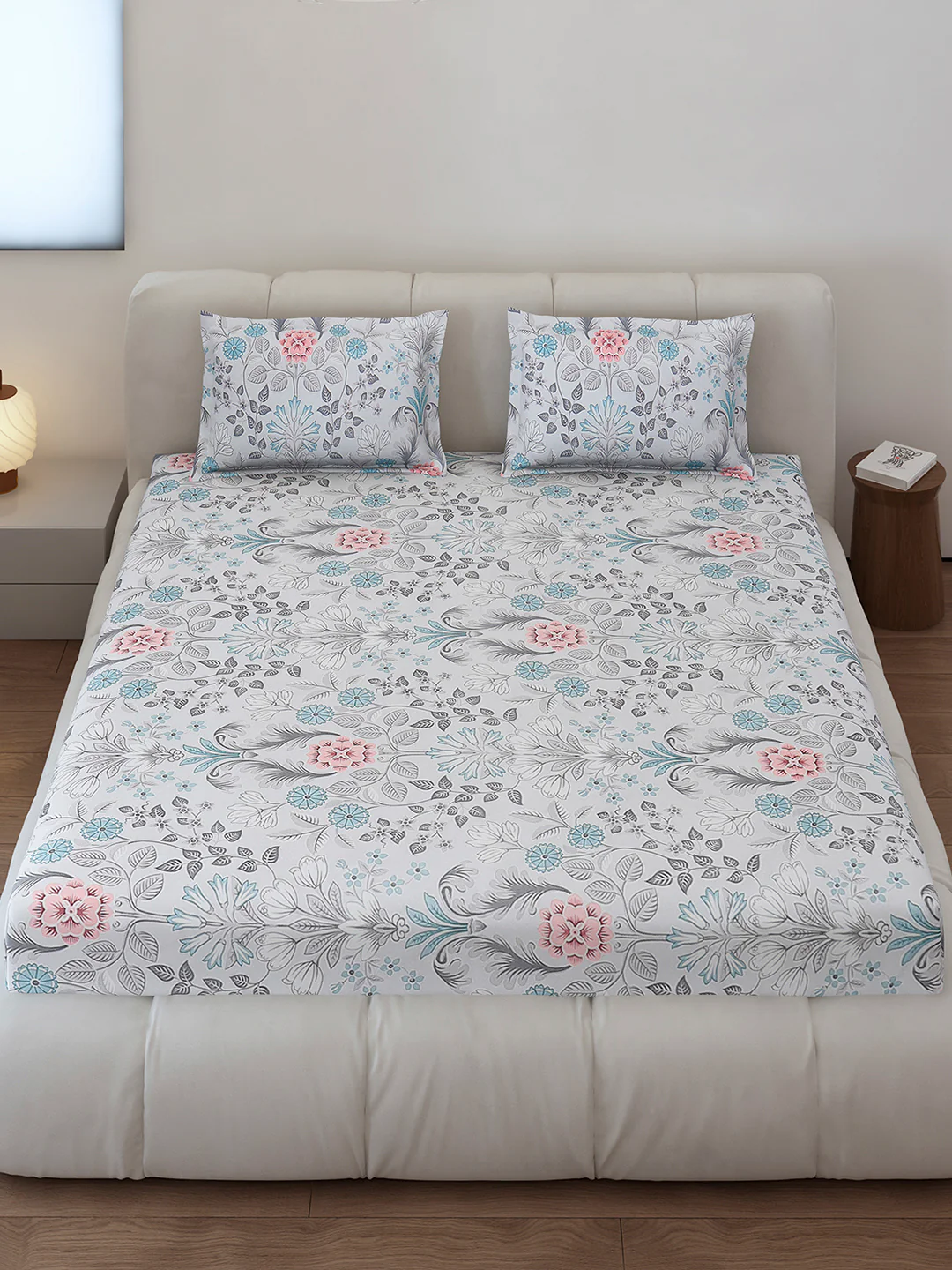 130 GSM Polyester Queen Size 1 Bedsheet with 2 Pillow Covers (Sanskriti) - Image 2