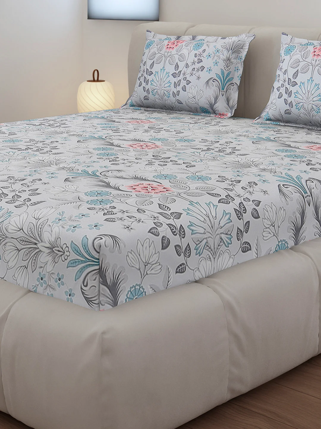 130 GSM Polyester Queen Size 1 Bedsheet with 2 Pillow Covers (Sanskriti) - Image 4