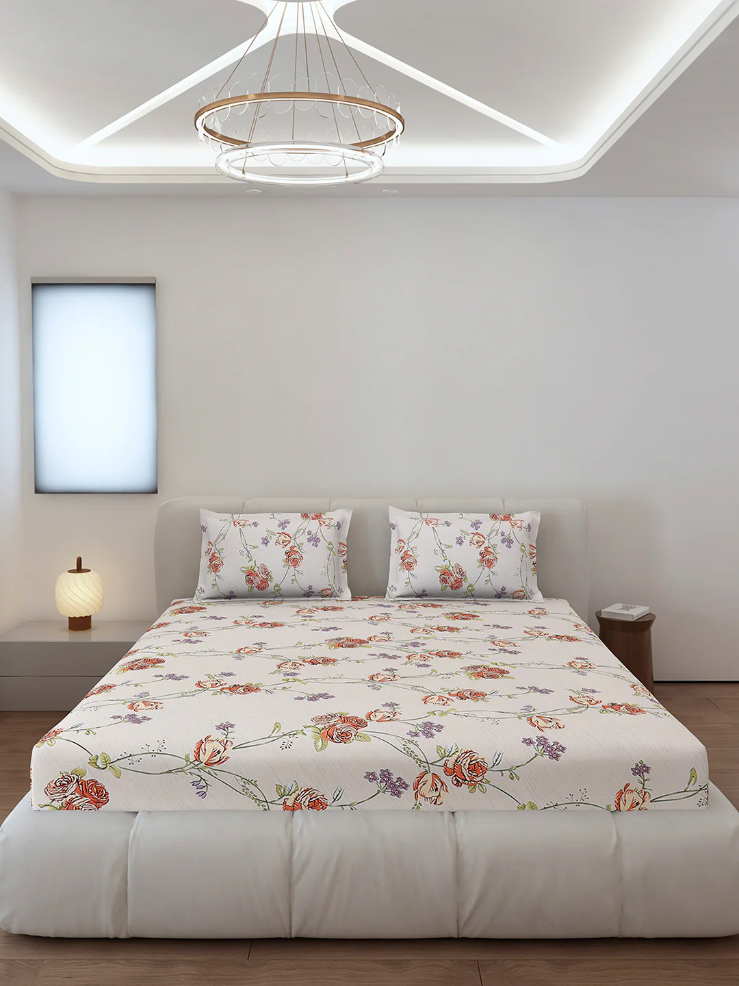 130 GSM Polyester Queen Size 1 Bedsheet with 2 Pillow Covers (Sanskriti) - Image 3