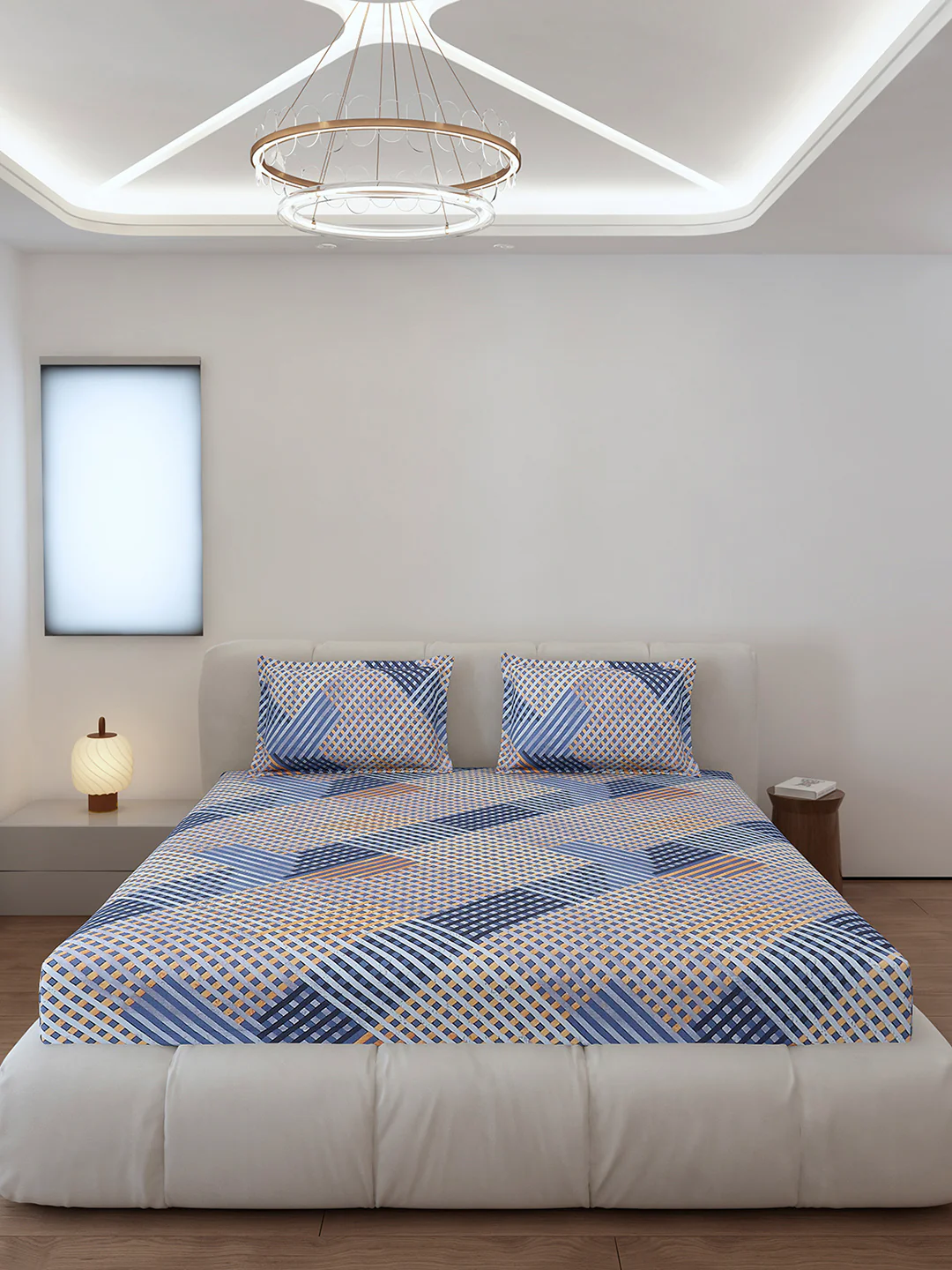 130 GSM Polyester Queen Size 1 Bedsheet with 2 Pillow Covers (Sanskriti) - Image 3