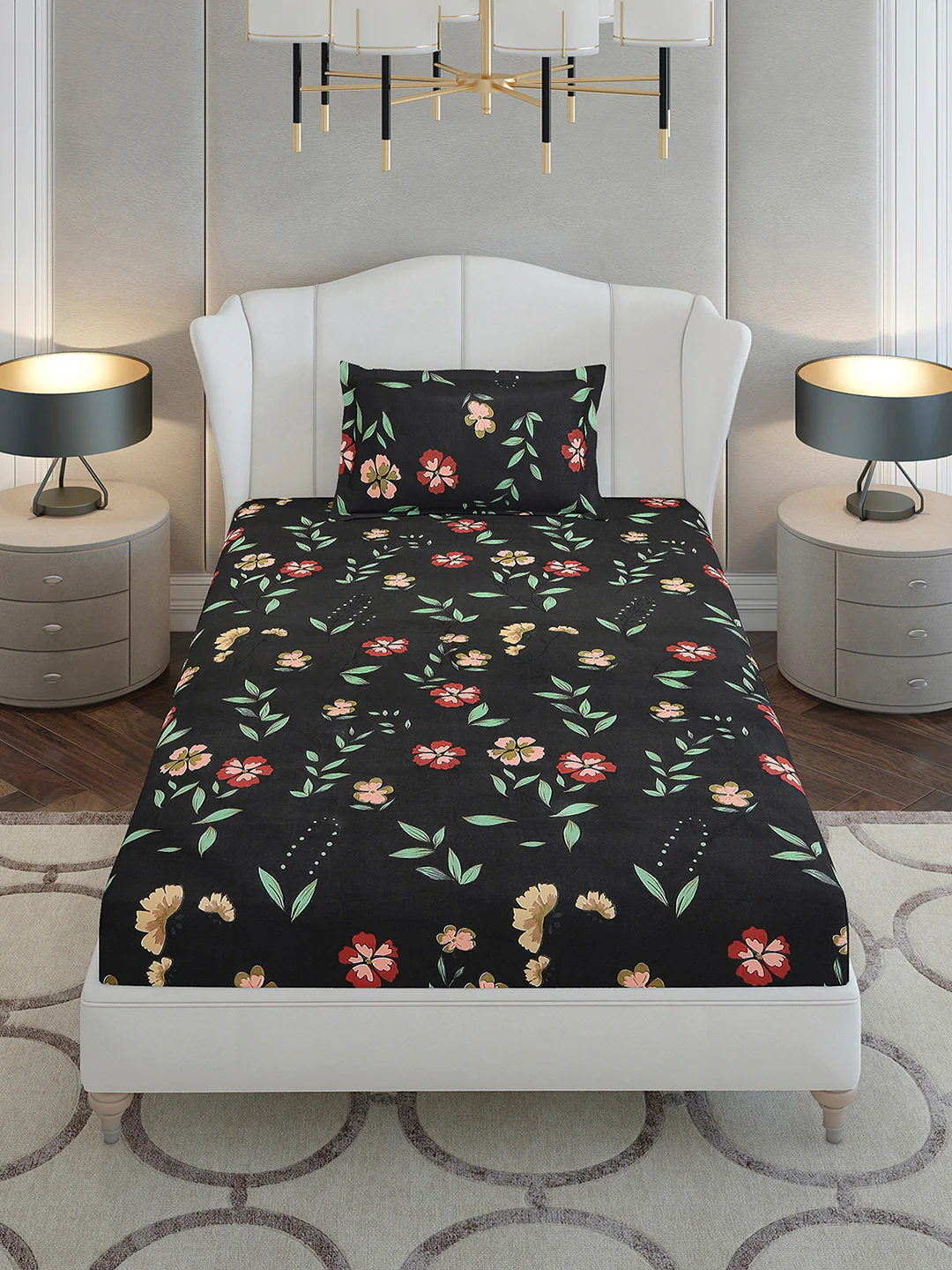 130 GSM Polyester Single Bedsheet with 1 Pillow Cover (Decoy) - Image 2