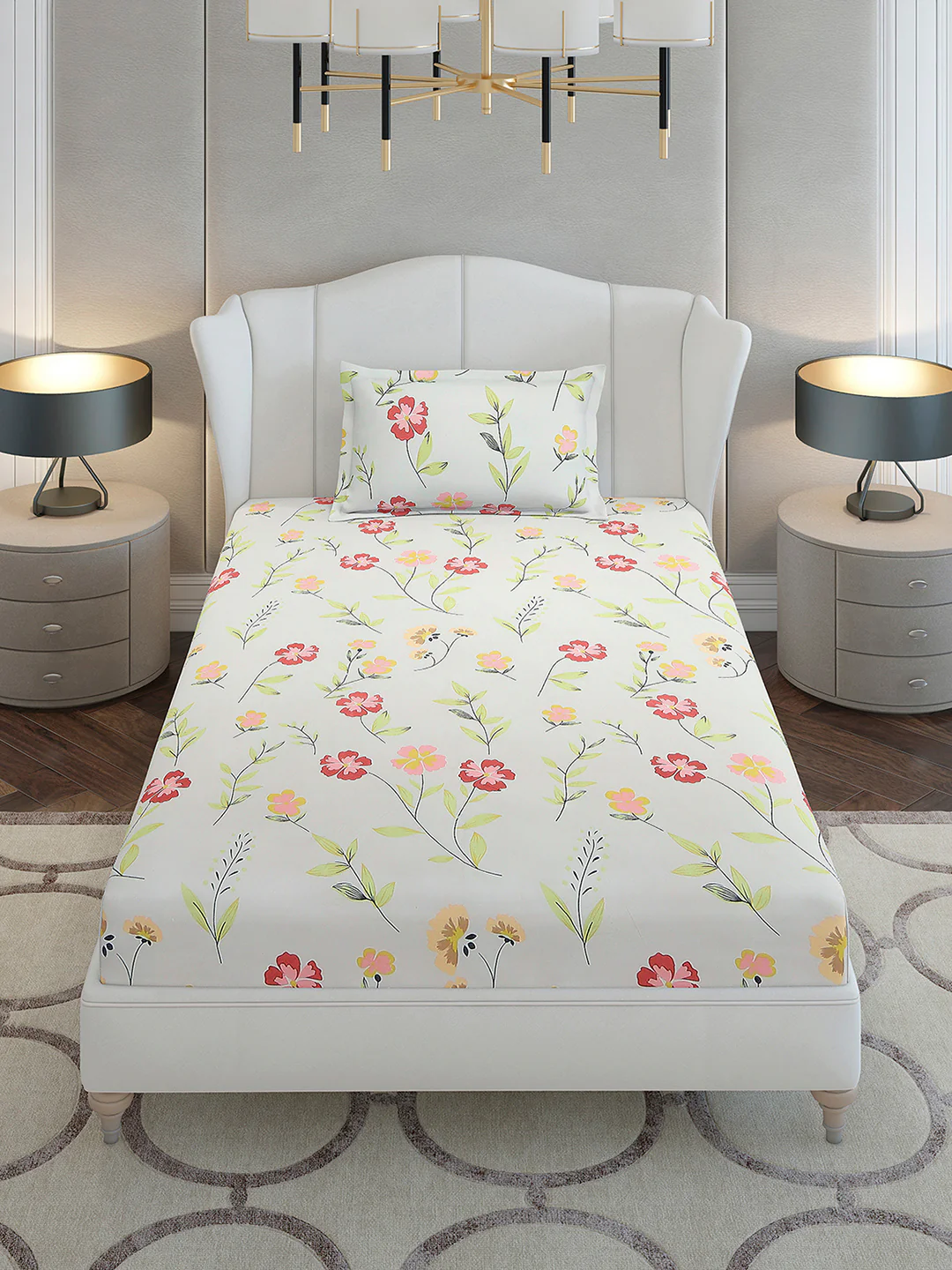 130 GSM Polyester Single Bedsheet with 1 Pillow Cover (Decoy) - Image 2