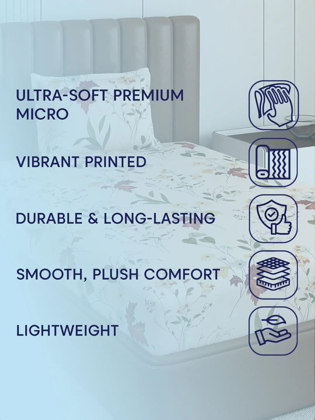 130 GSM Polyester Single Bed Bedsheet with 1 Pillow Cover Decoy Collection - Image 9