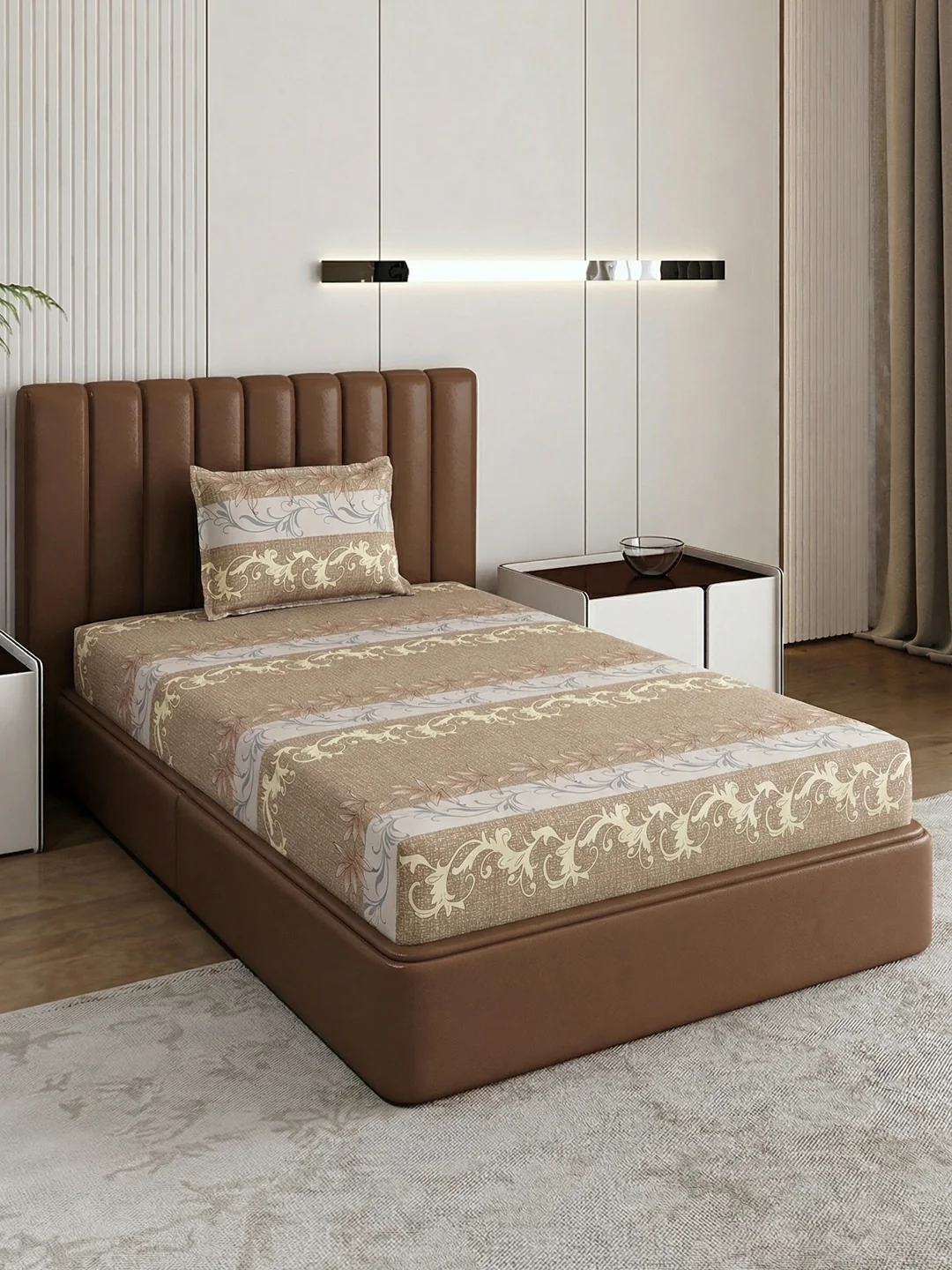 130 GSM Polyester Single Bed Bedsheet with 1 Pillow Cover Decoy Collection - Image 2