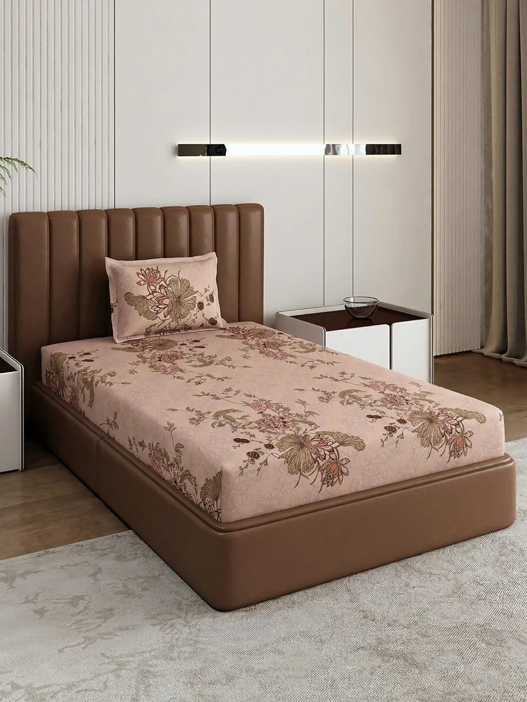 130 GSM Polyester Single Bed Bedsheet with 1 Pillow Cover Decoy Collection - Image 2