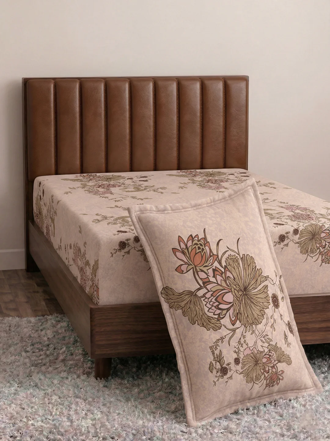 130 GSM Polyester Single Bed Bedsheet with 1 Pillow Cover Decoy Collection - Image 5