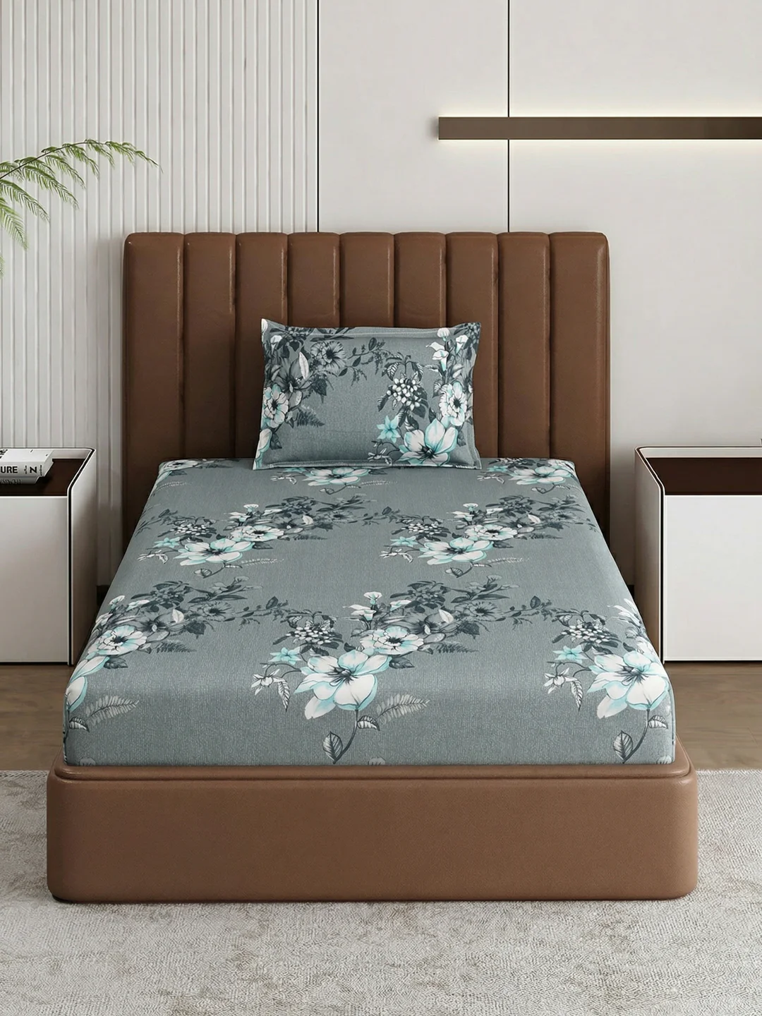 130 GSM Polyester Single Bed Bedsheet with 1 Pillow Cover Decoy Collection - Image 3