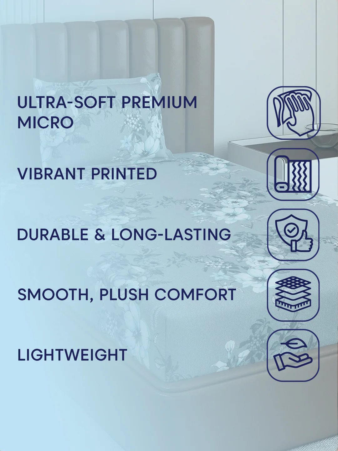 130 GSM Polyester Single Bed Bedsheet with 1 Pillow Cover Decoy Collection - Image 9
