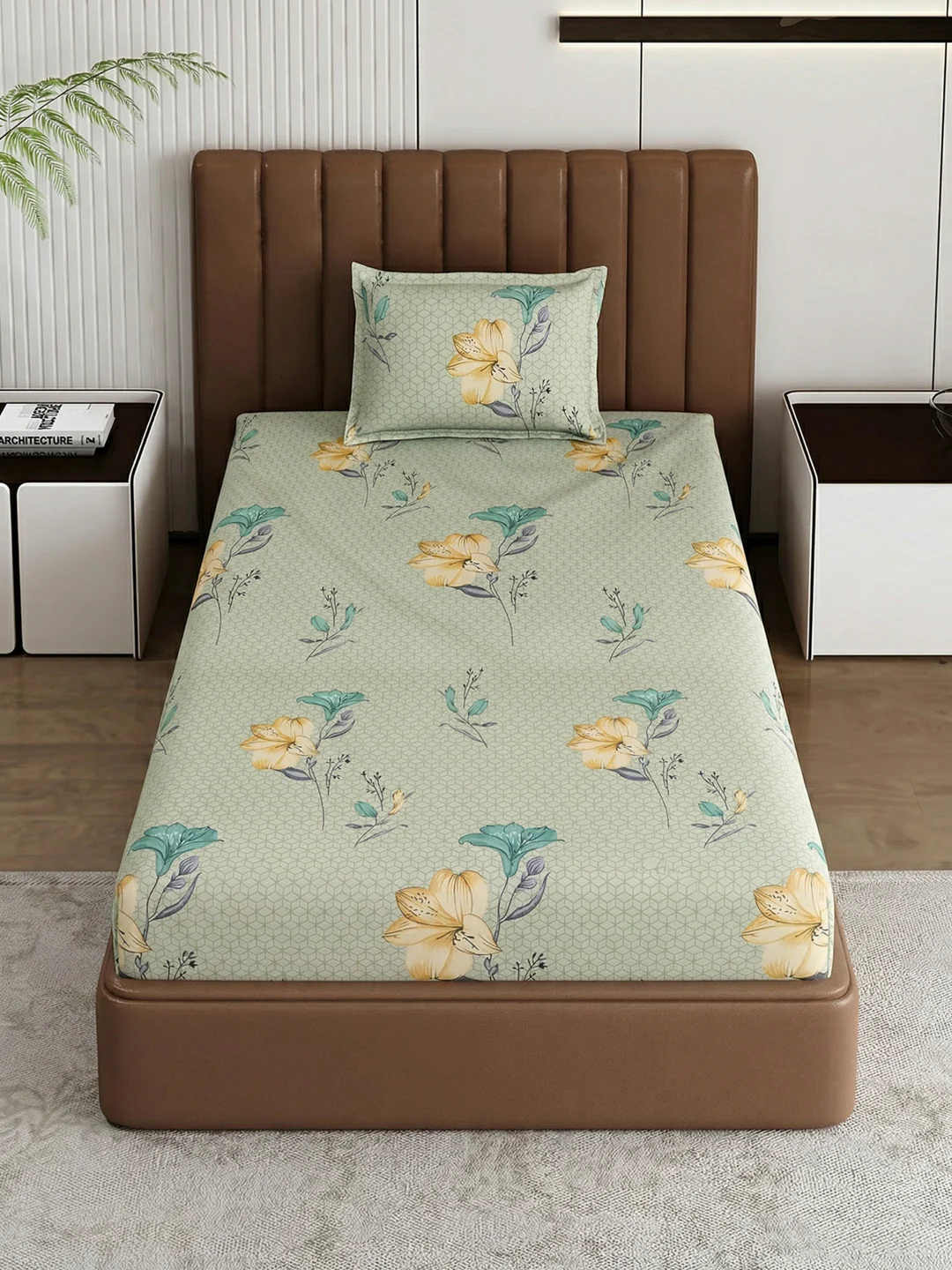 130 GSM Polyester Single Bed Bedsheet with 1 Pillow Cover Decoy Collection - Image 4
