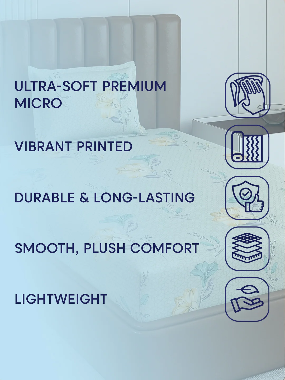 130 GSM Polyester Single Bed Bedsheet with 1 Pillow Cover Decoy Collection - Image 9