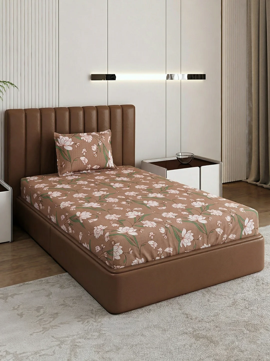 130 GSM Polyester Single Bed Bedsheet with 1 Pillow Cover Decoy Collection - Image 2
