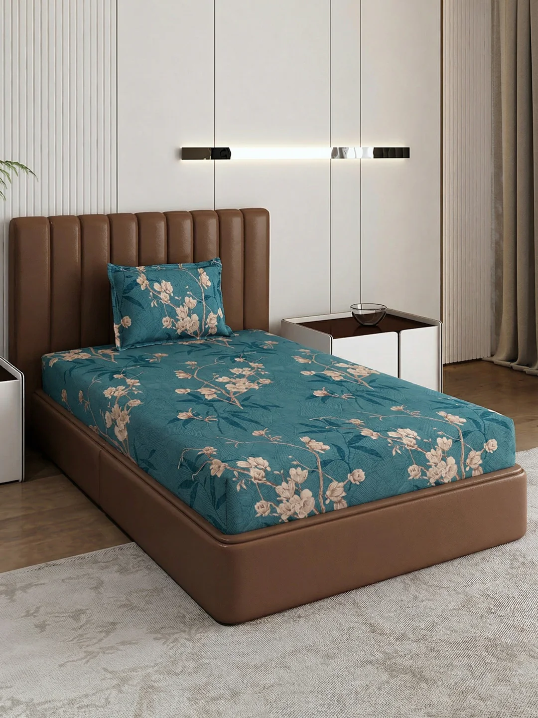 130 GSM Polyester Single Bed Bedsheet with 1 Pillow Cover Decoy Collection - Image 2