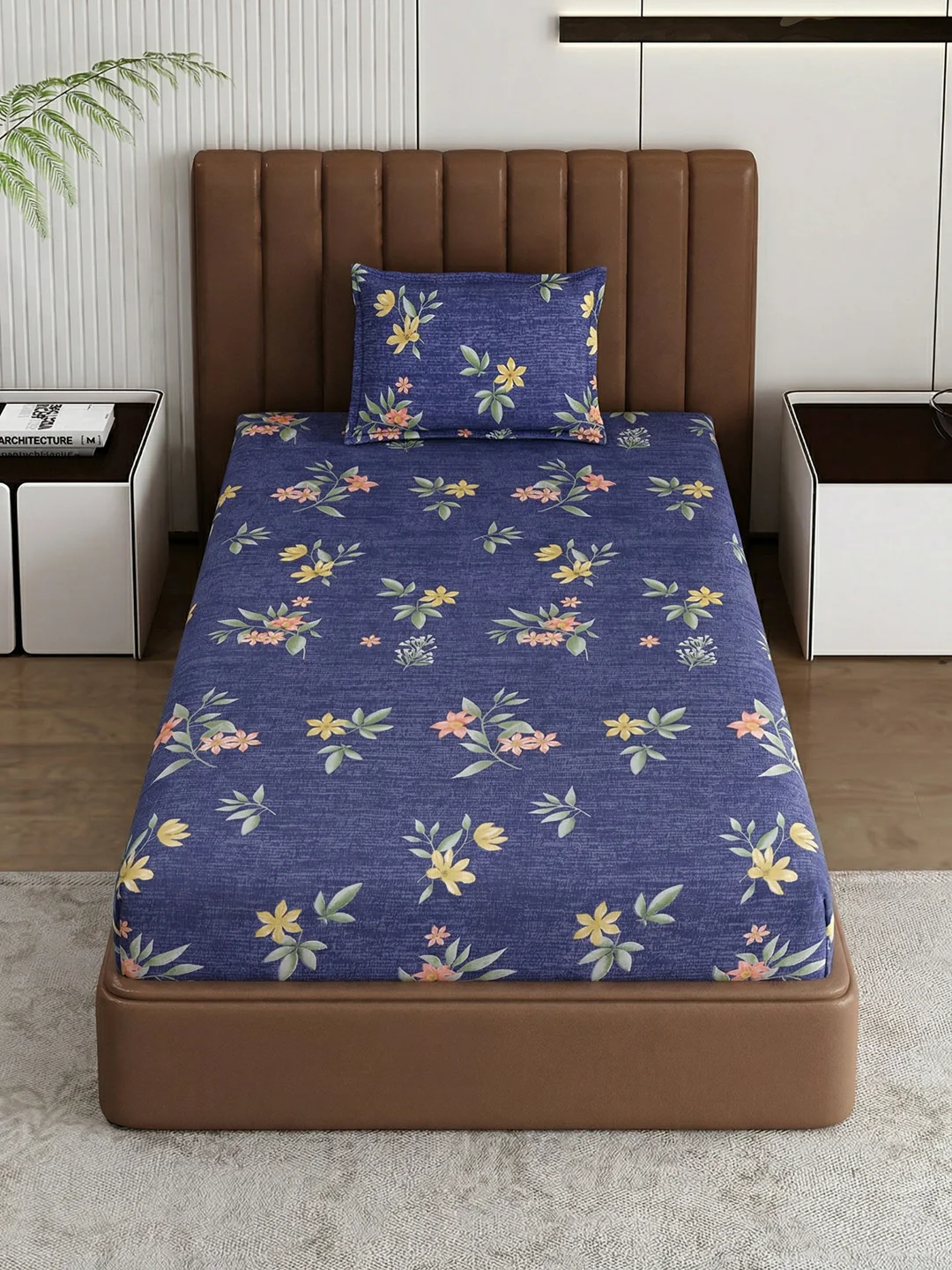 130 GSM Polyester Single Bed Bedsheet with 1 Pillow Cover Decoy Collection - Image 4