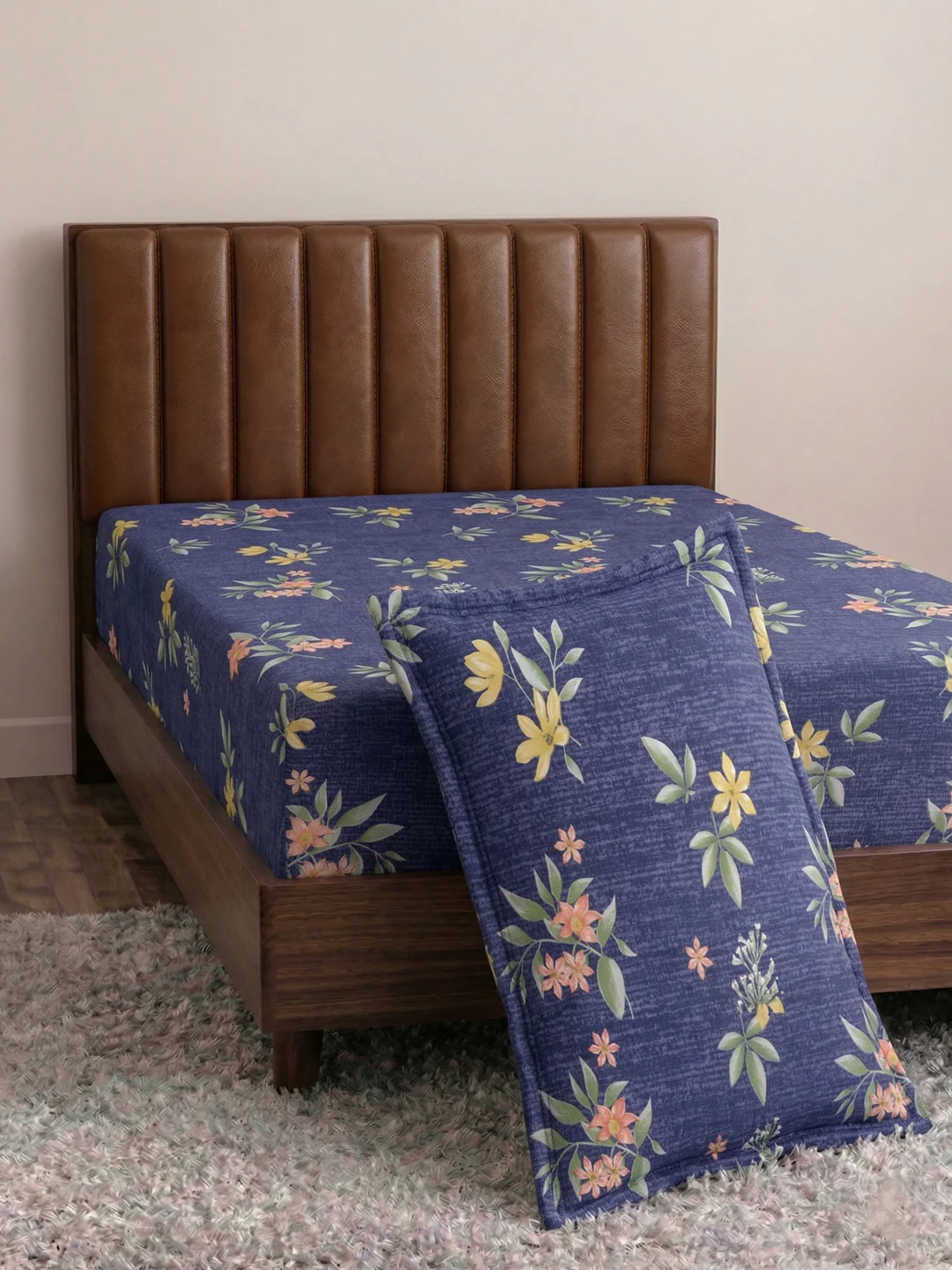 130 GSM Polyester Single Bed Bedsheet with 1 Pillow Cover Decoy Collection - Image 5