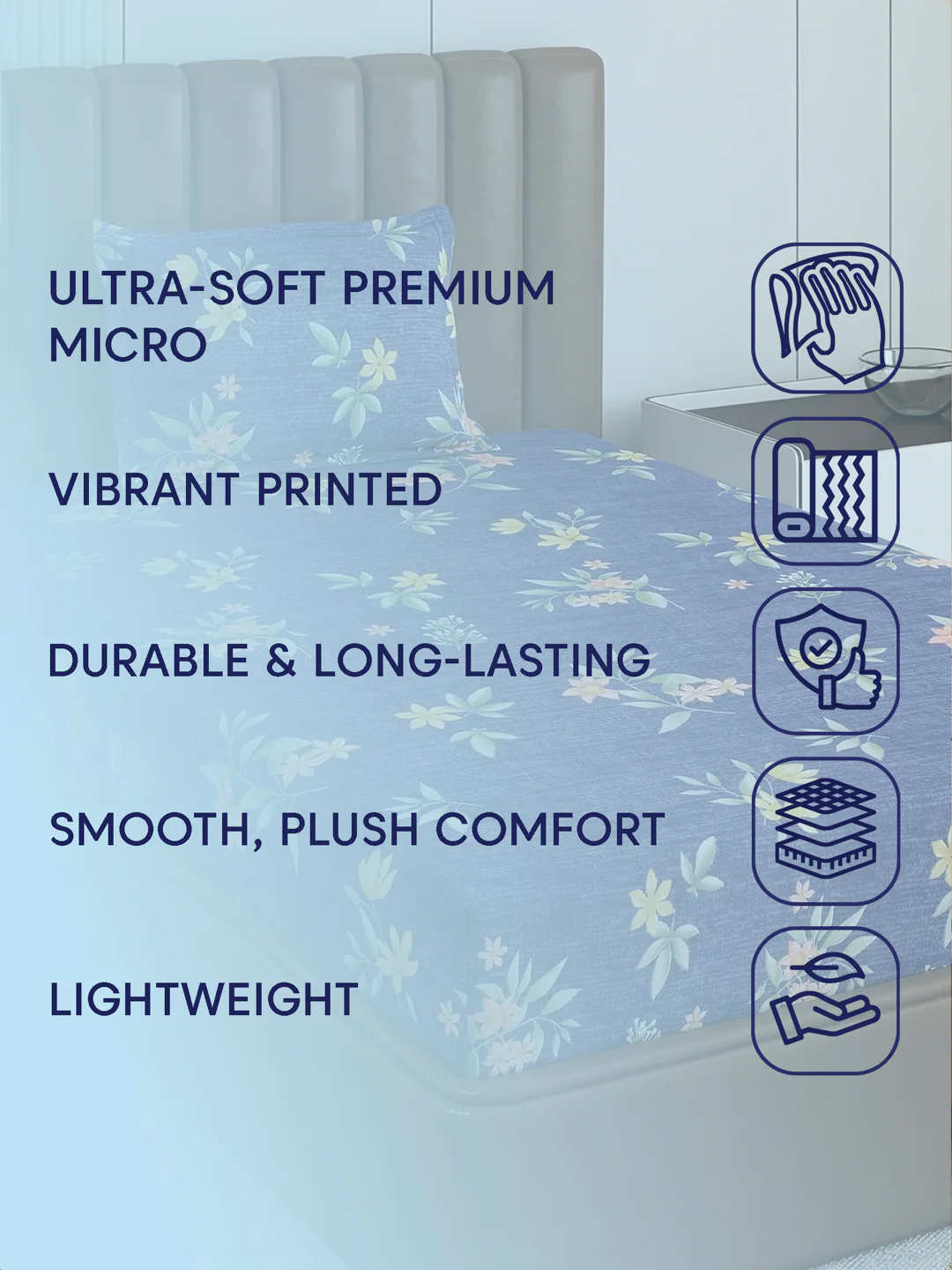 130 GSM Polyester Single Bed Bedsheet with 1 Pillow Cover Decoy Collection - Image 9