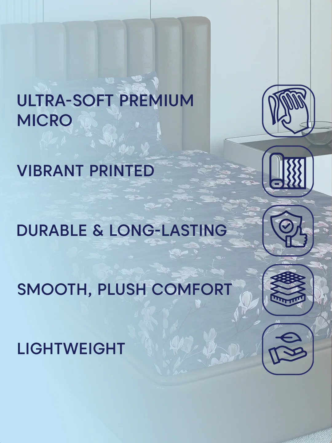130 GSM Polyester Single Bed Bedsheet with 1 Pillow Cover Decoy Collection - Image 9