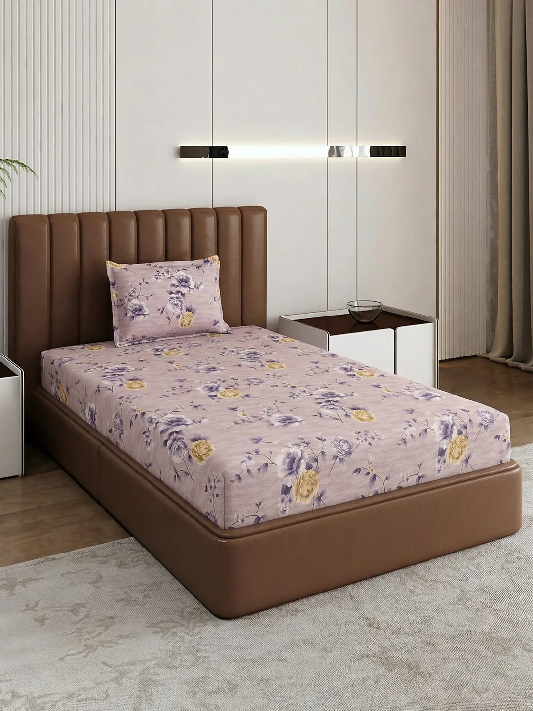130 GSM Polyester Single Bed Bedsheet with 1 Pillow Cover Decoy Collection - Image 2