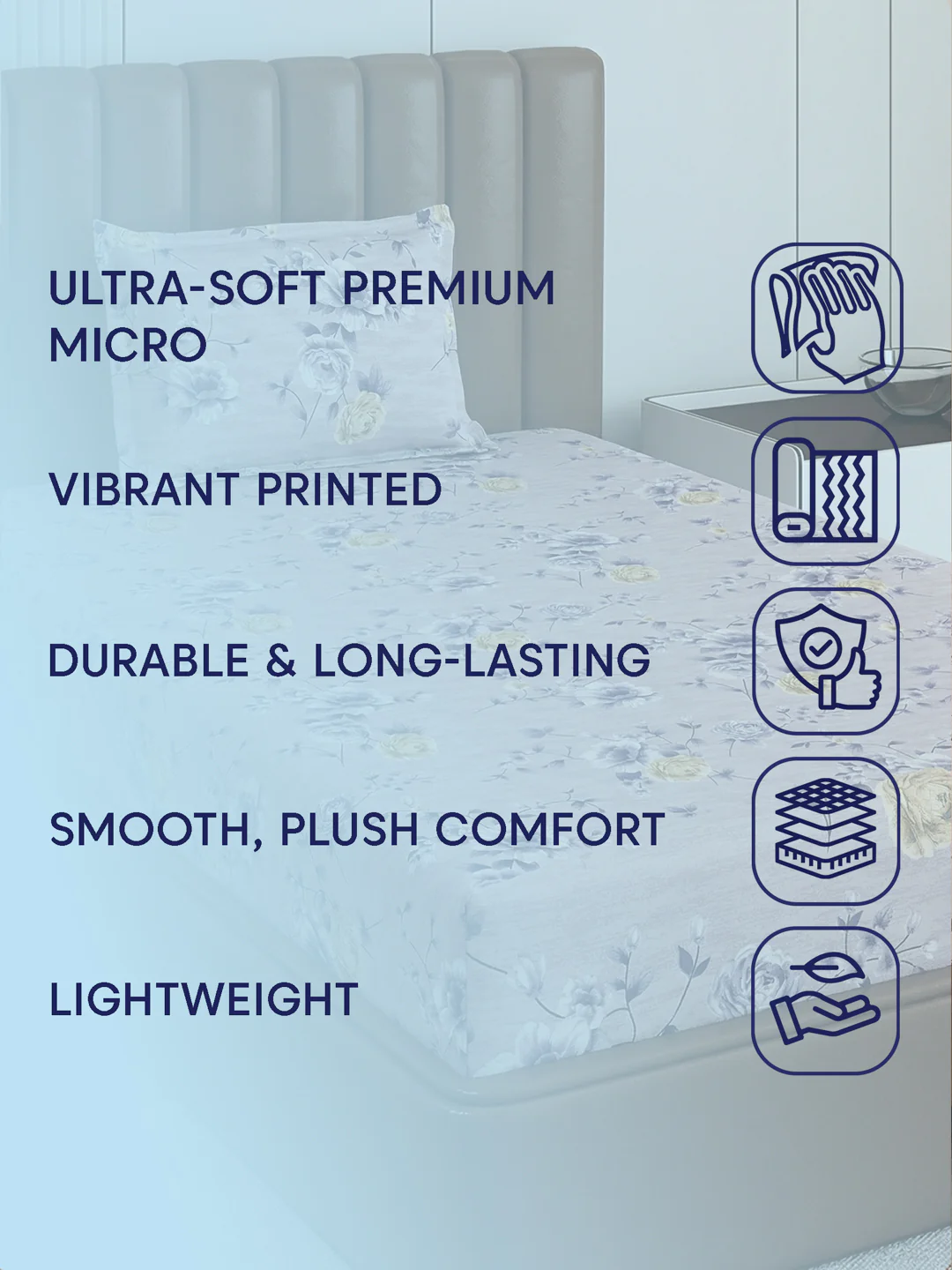 130 GSM Polyester Single Bed Bedsheet with 1 Pillow Cover Decoy Collection - Image 9