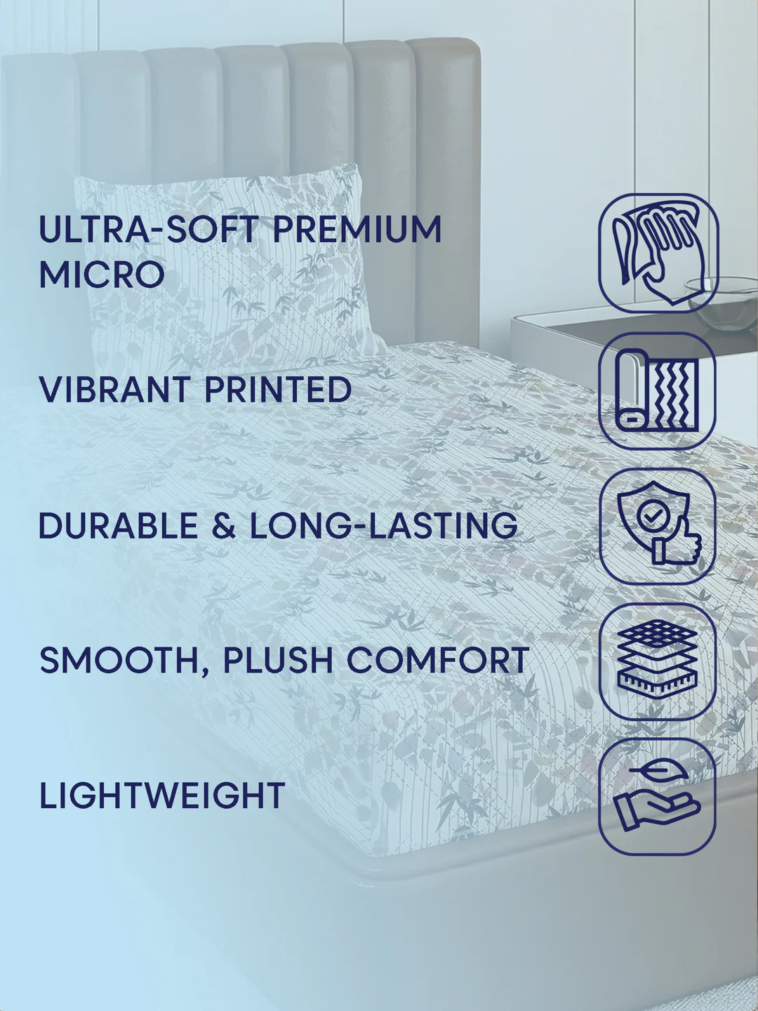130 GSM Polyester Single Bed Bedsheet with 1 Pillow Cover Decoy Collection - Image 9