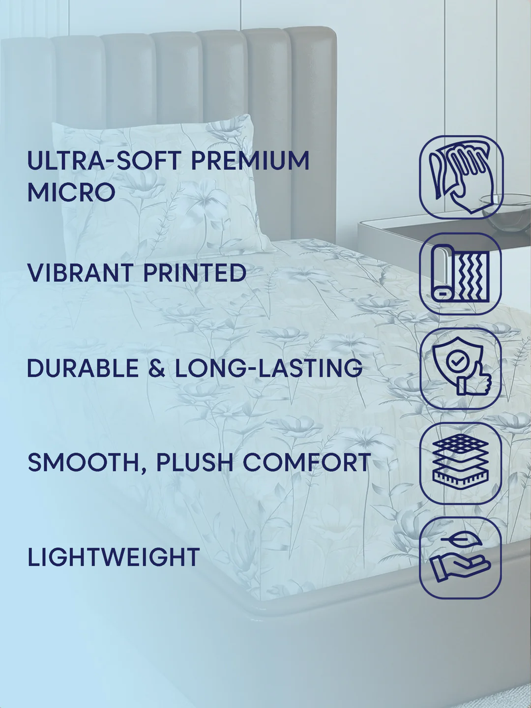 130 GSM Polyester Single Bed Bedsheet with 1 Pillow Cover Decoy Collection - Image 9