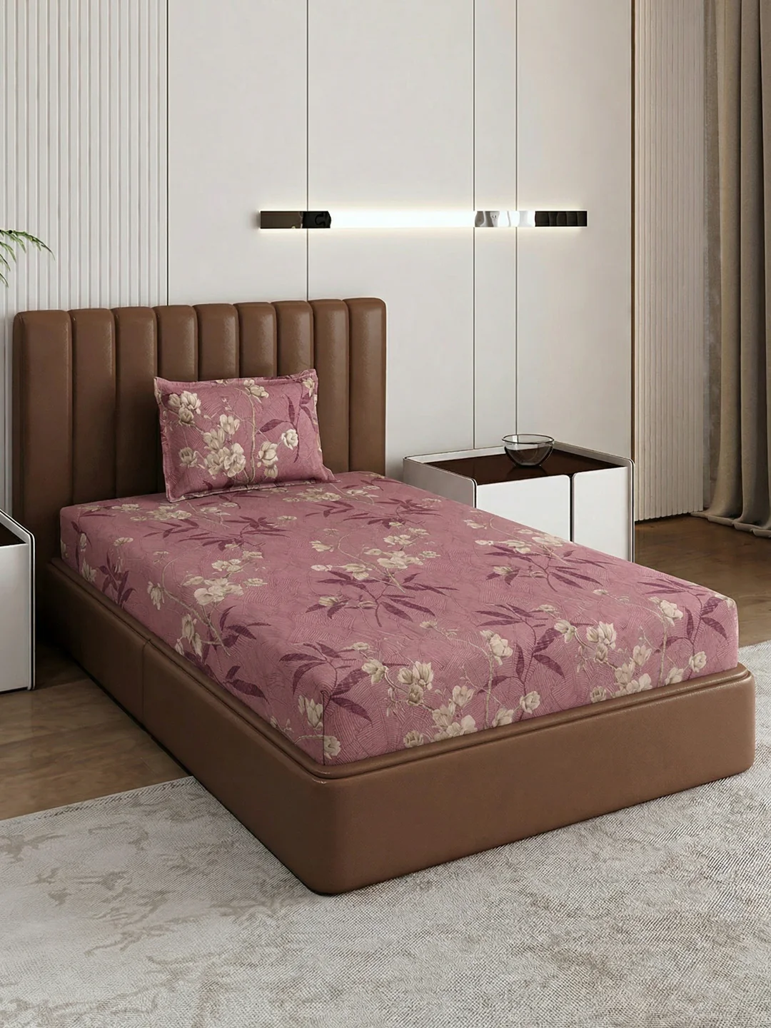 130 GSM Polyester Single Bed Bedsheet with 1 Pillow Cover Decoy Collection - Image 2