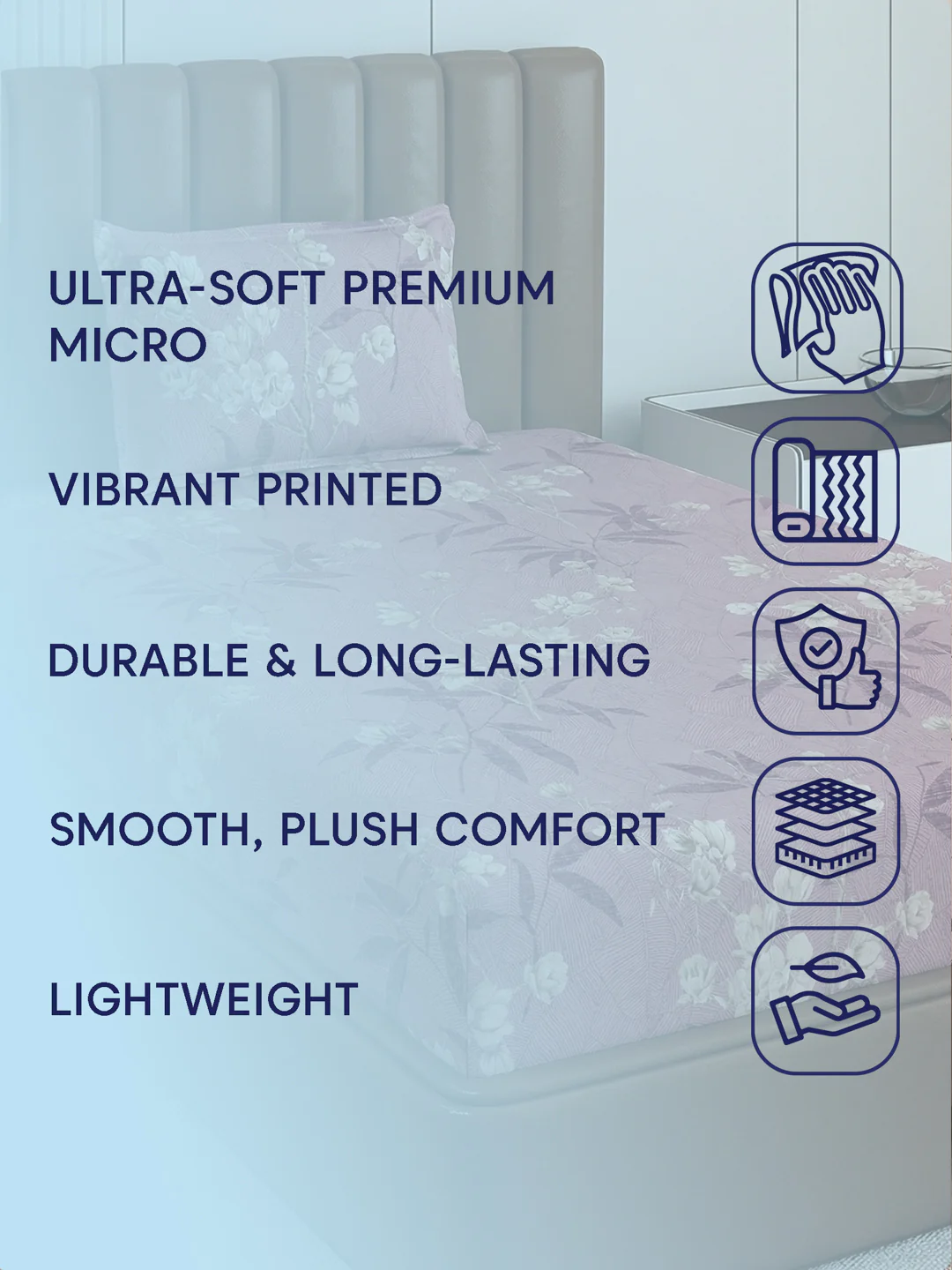 130 GSM Polyester Single Bed Bedsheet with 1 Pillow Cover Decoy Collection - Image 9