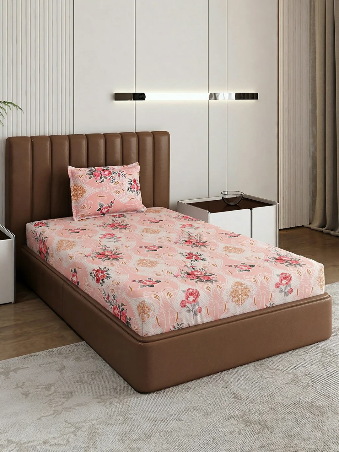 130 GSM Polyester Single Bed Bedsheet with 1 Pillow Cover Decoy Collection - Image 2