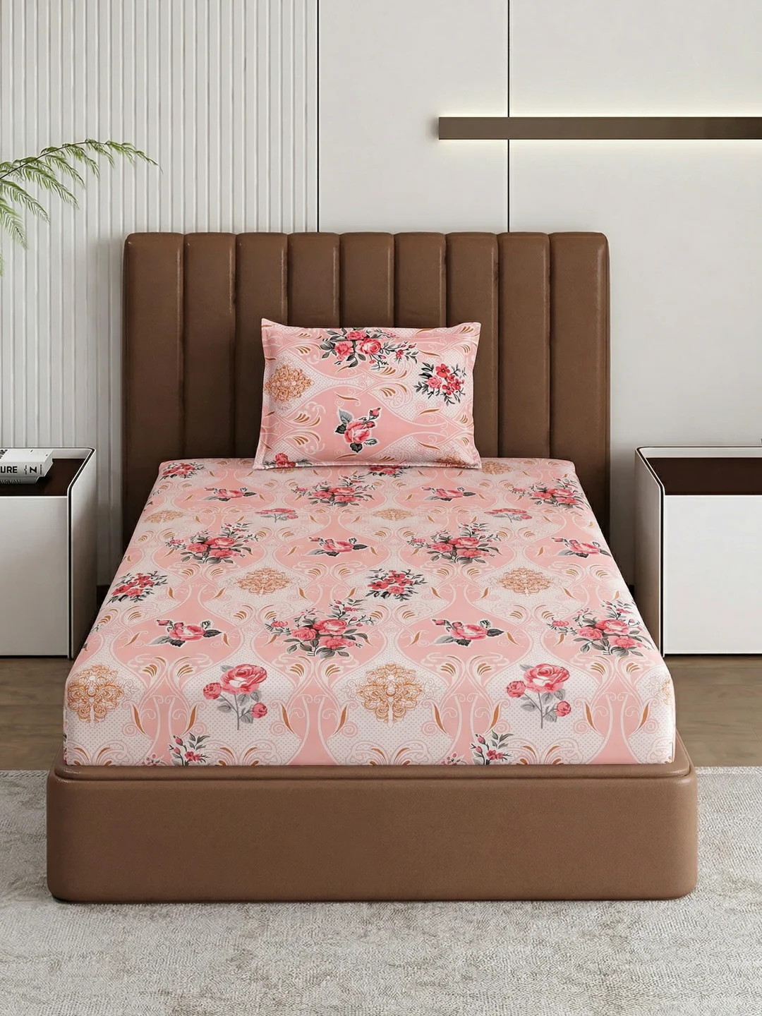 130 GSM Polyester Single Bed Bedsheet with 1 Pillow Cover Decoy Collection - Image 3