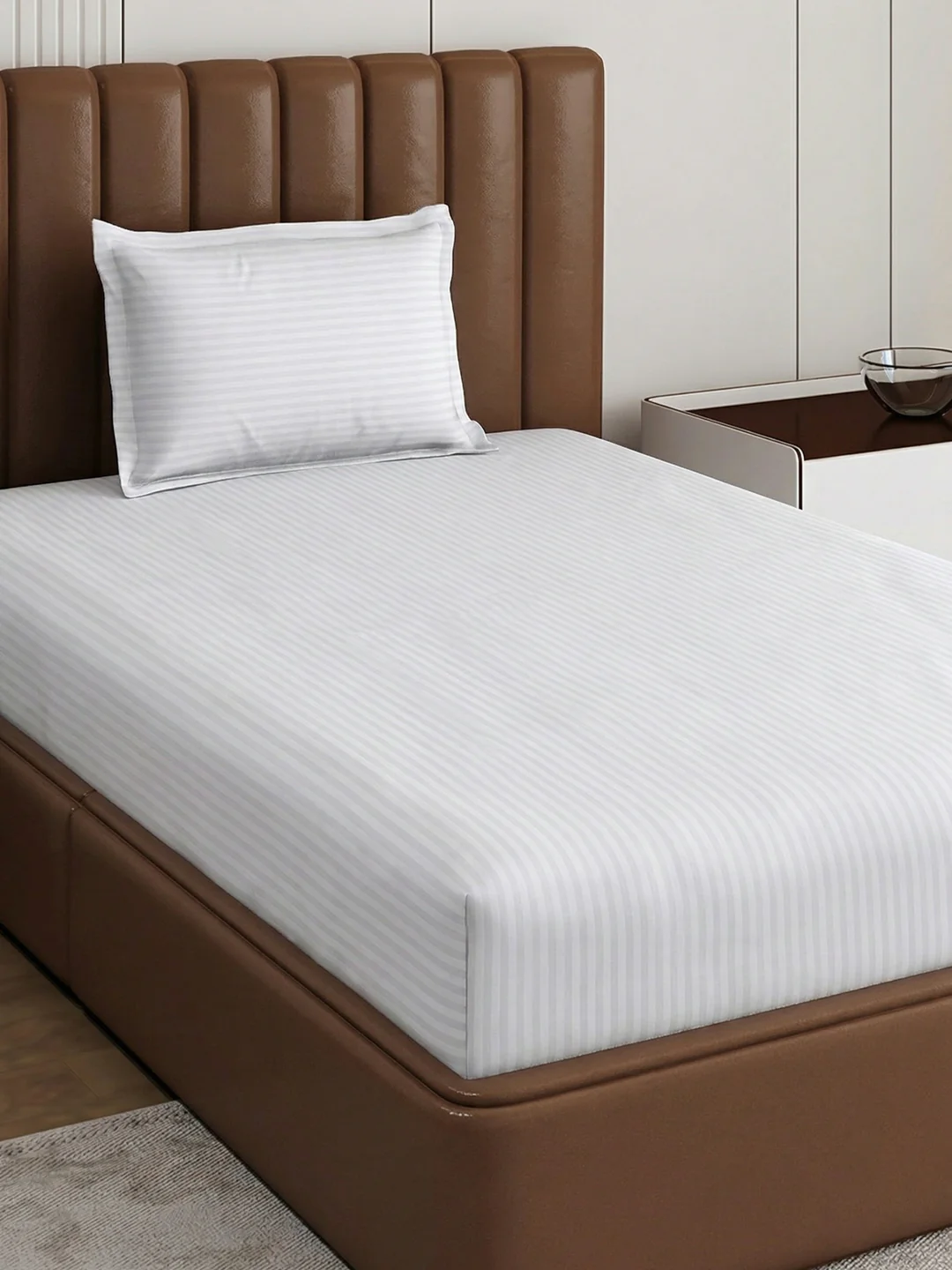 130 GSM Polyester Single Bed Bedsheet with 1 Pillow Cover Hotel Essential Collection