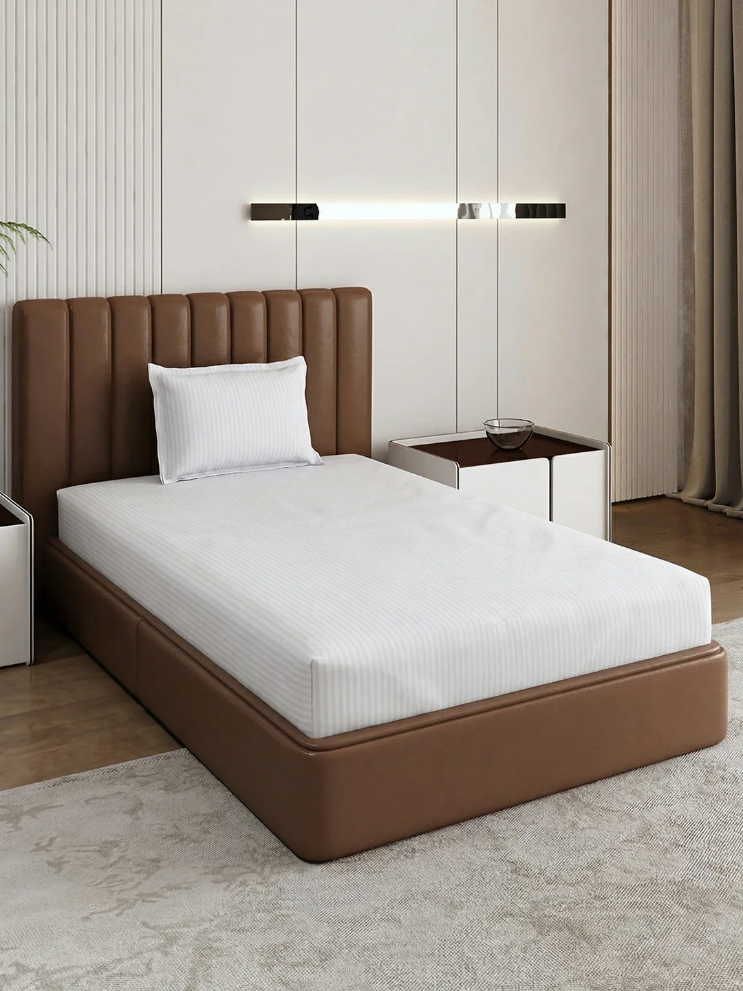 130 GSM Polyester Single Bed Bedsheet with 1 Pillow Cover Hotel Essential Collection - Image 2