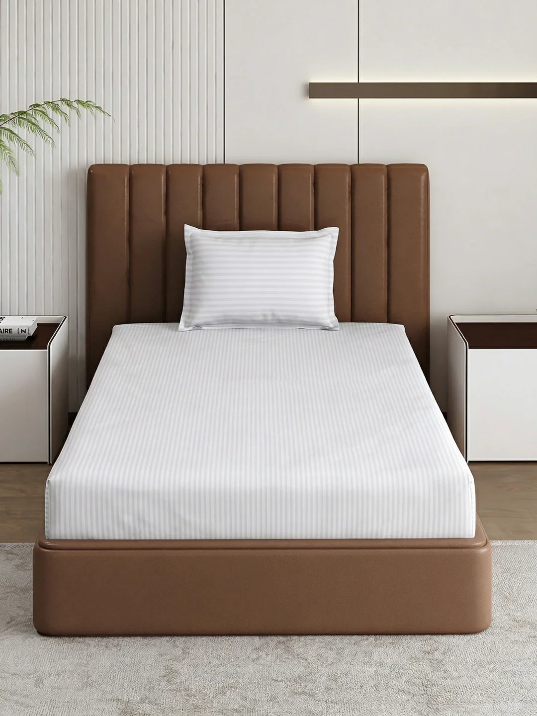 130 GSM Polyester Single Bed Bedsheet with 1 Pillow Cover Hotel Essential Collection - Image 3