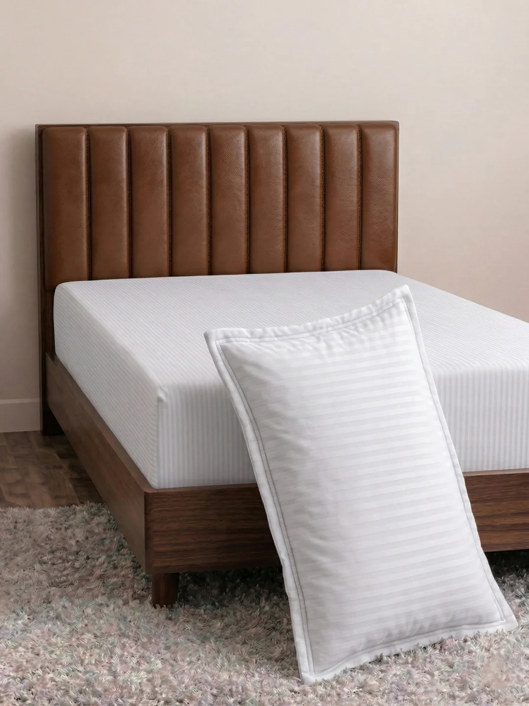 130 GSM Polyester Single Bed Bedsheet with 1 Pillow Cover Hotel Essential Collection - Image 5