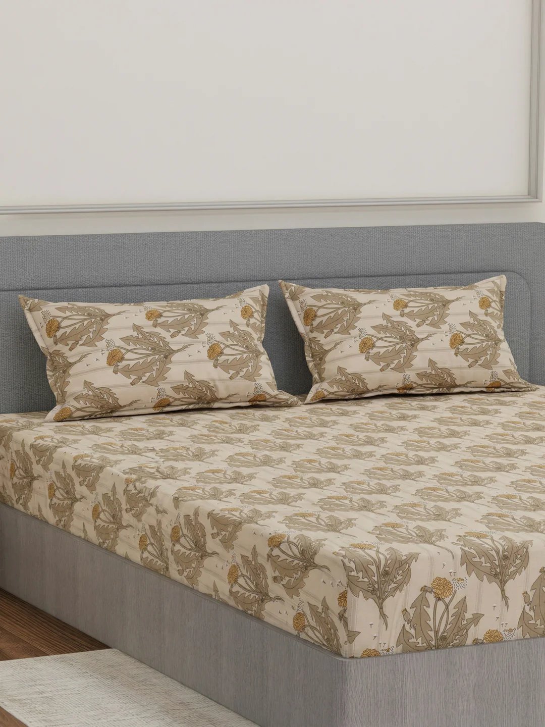 135 GSM Polyester King Size Bedsheet with 2 Pillow Covers Royal King Collection