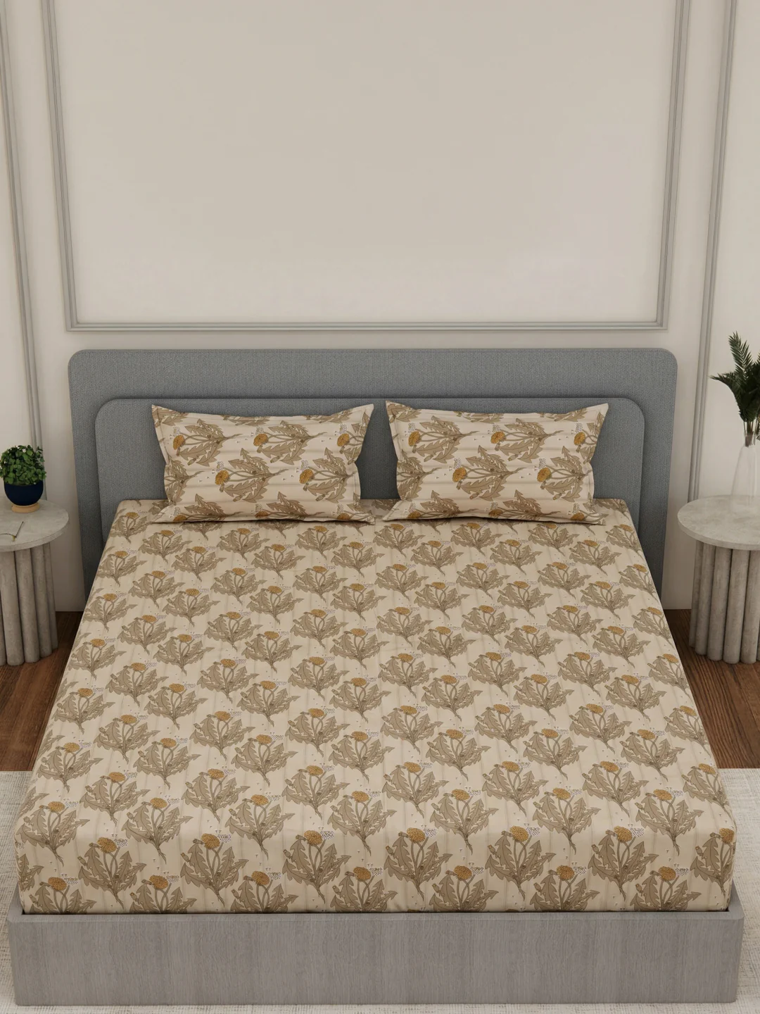 135 GSM Polyester King Size Bedsheet with 2 Pillow Covers Royal King Collection - Image 4