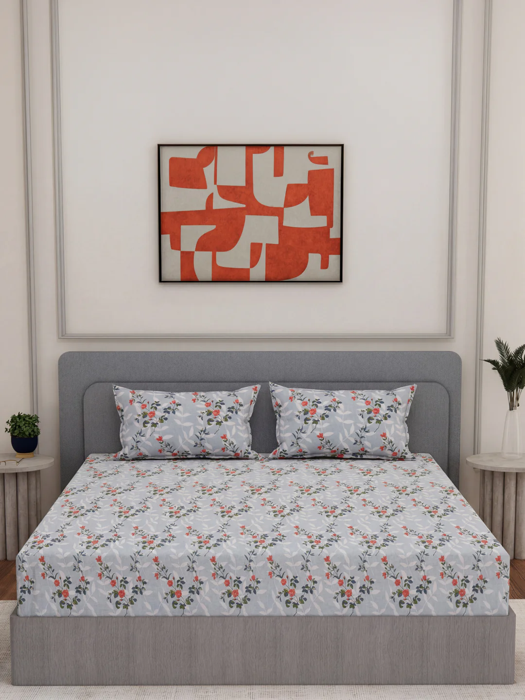135 GSM Polyester King Size Bedsheet with 2 Pillow Covers Royal King Collection - Image 3