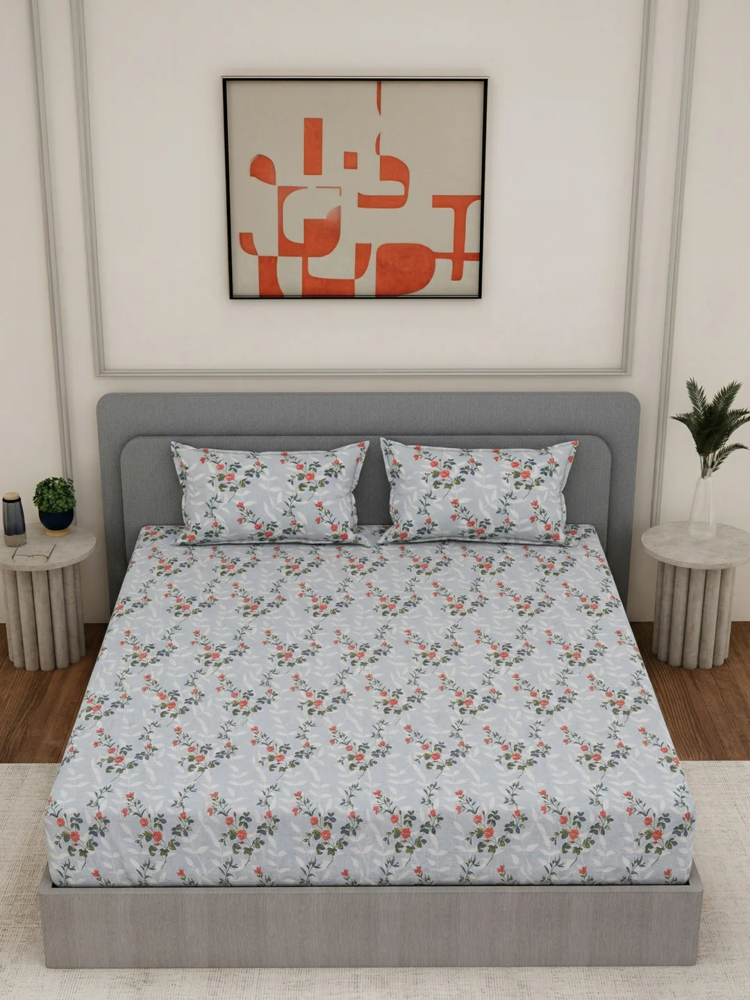 135 GSM Polyester King Size Bedsheet with 2 Pillow Covers Royal King Collection - Image 4