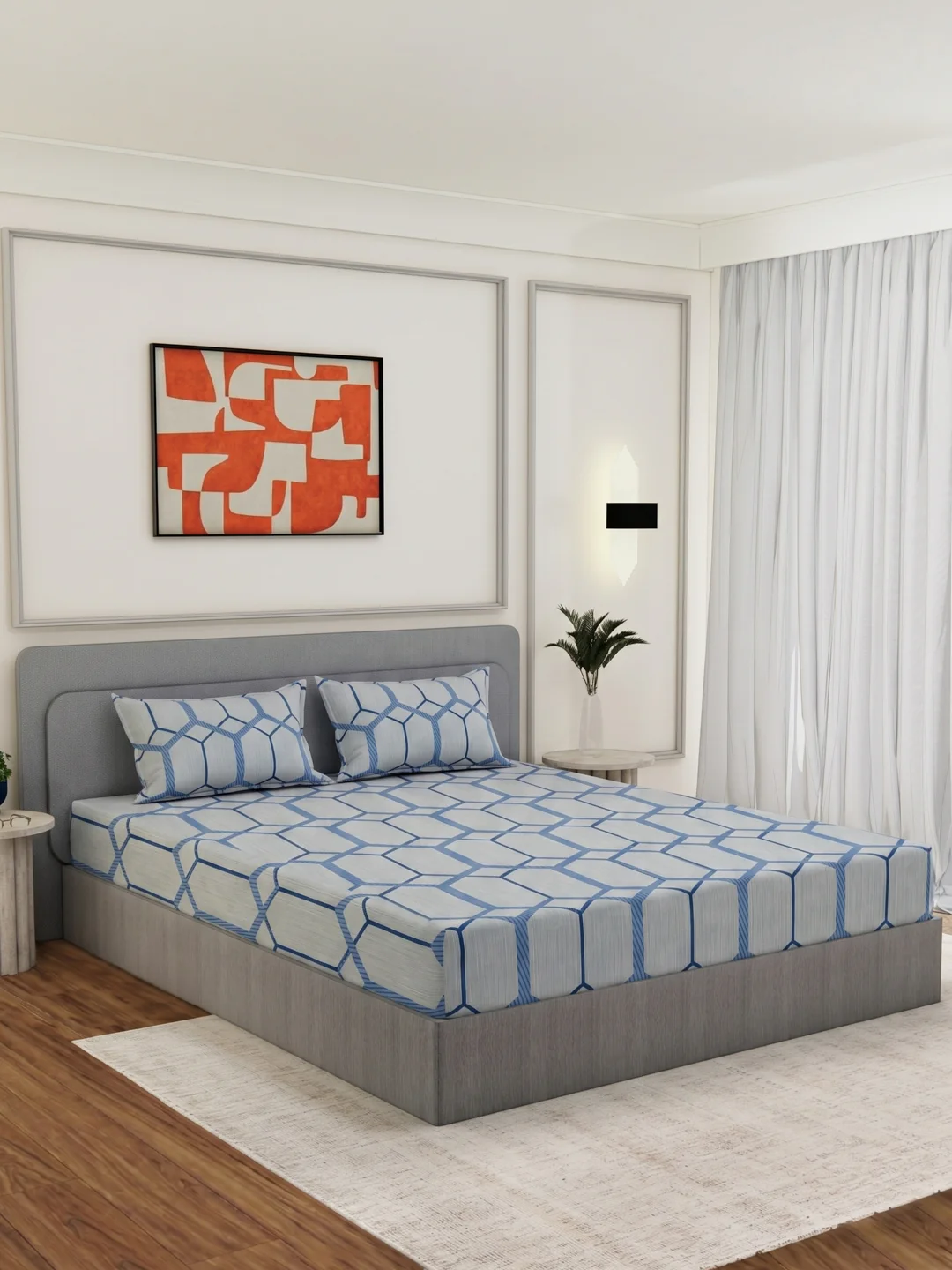 135 GSM Polyester King Size Bedsheet with 2 Pillow Covers Royal King Collection - Image 2