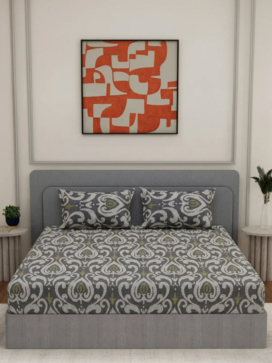 135 GSM Polyester King Size Bedsheet with 2 Pillow Covers Royal King Collection - Image 3