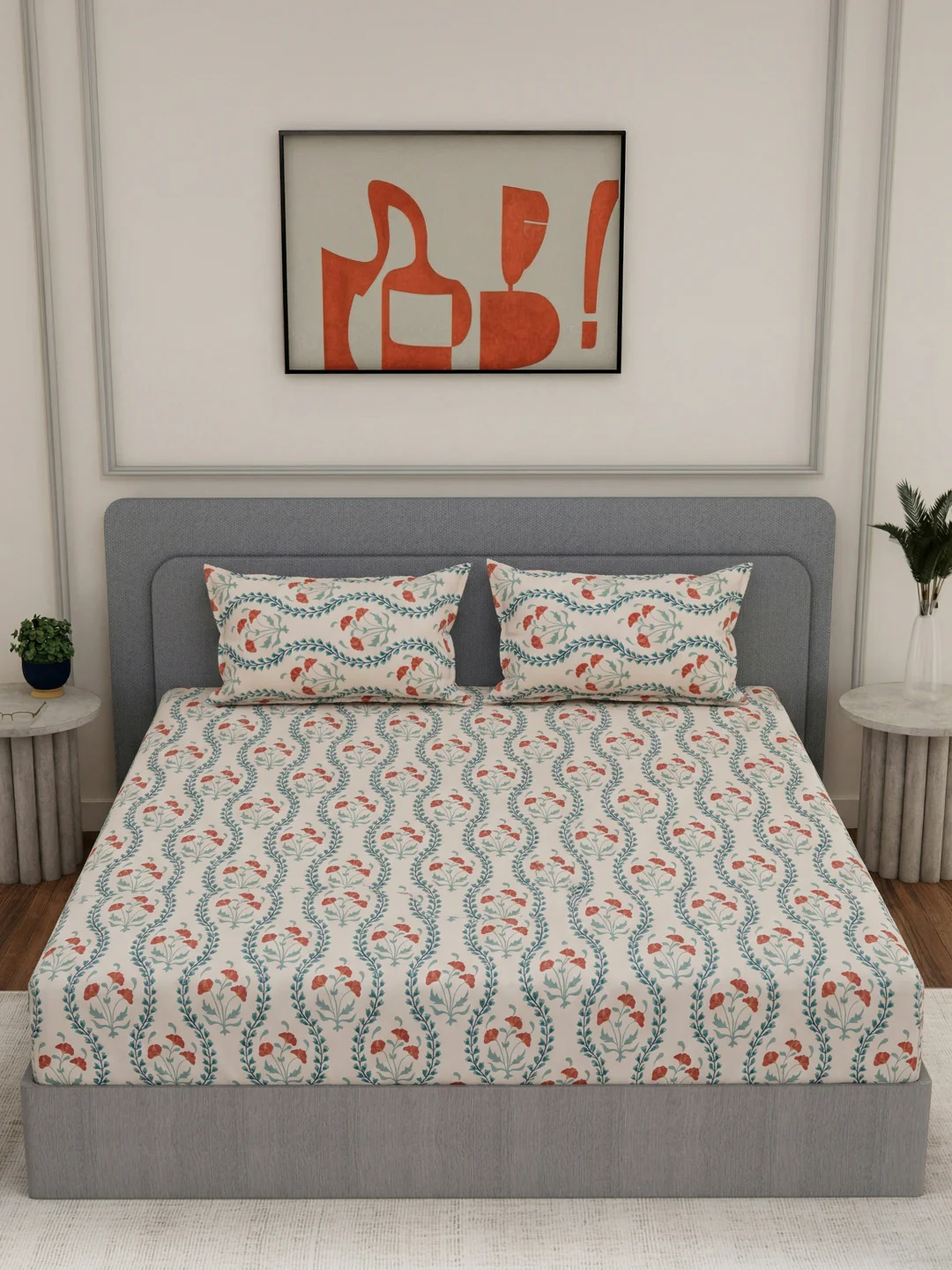 135 GSM Polyester King Size Bedsheet with 2 Pillow Covers Royal King Collection - Image 3