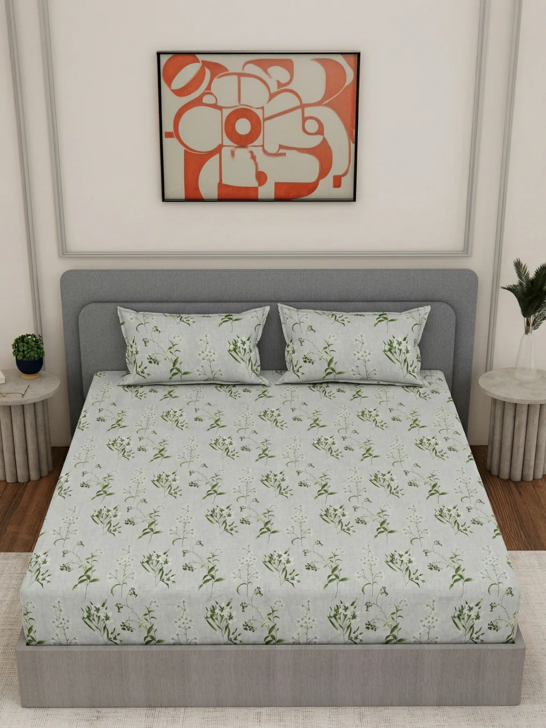 135 GSM Polyester King Size Bedsheet with 2 Pillow Covers Royal King Collection - Image 4
