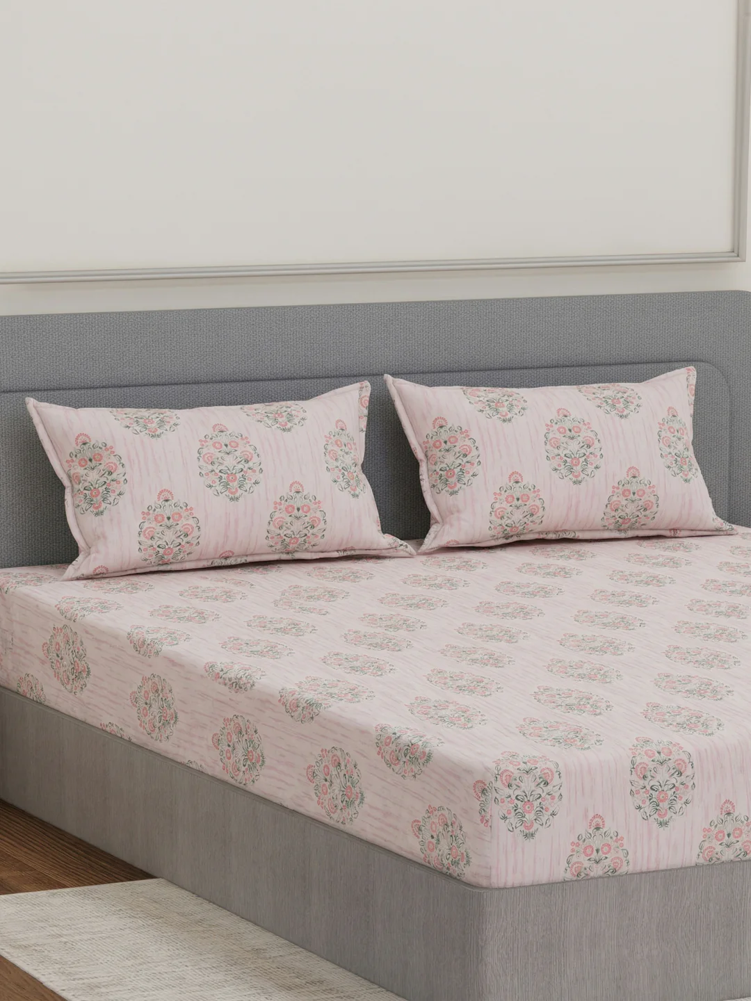 135 GSM Polyester King Size Bedsheet with 2 Pillow Covers Royal King Collection